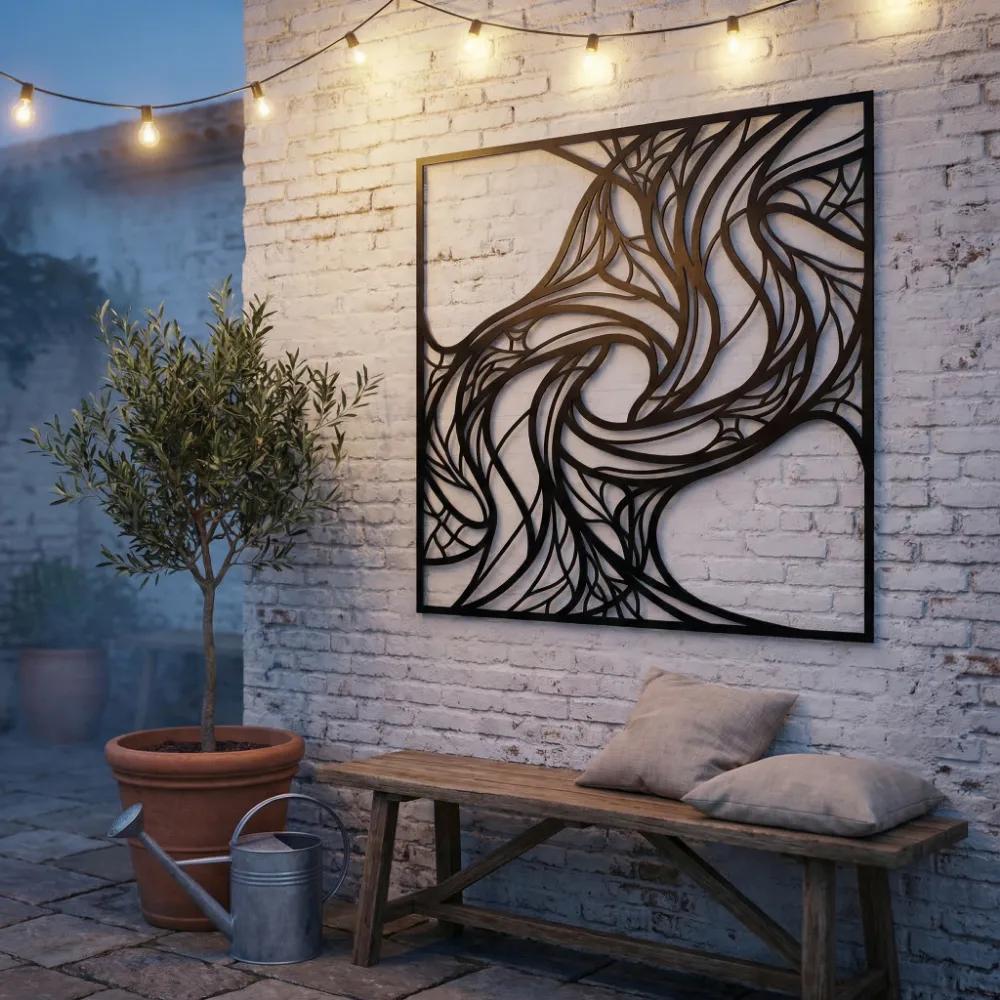 Abstract Waves Metal Wall Art – Swirling Motion, Modern Living Room Decor