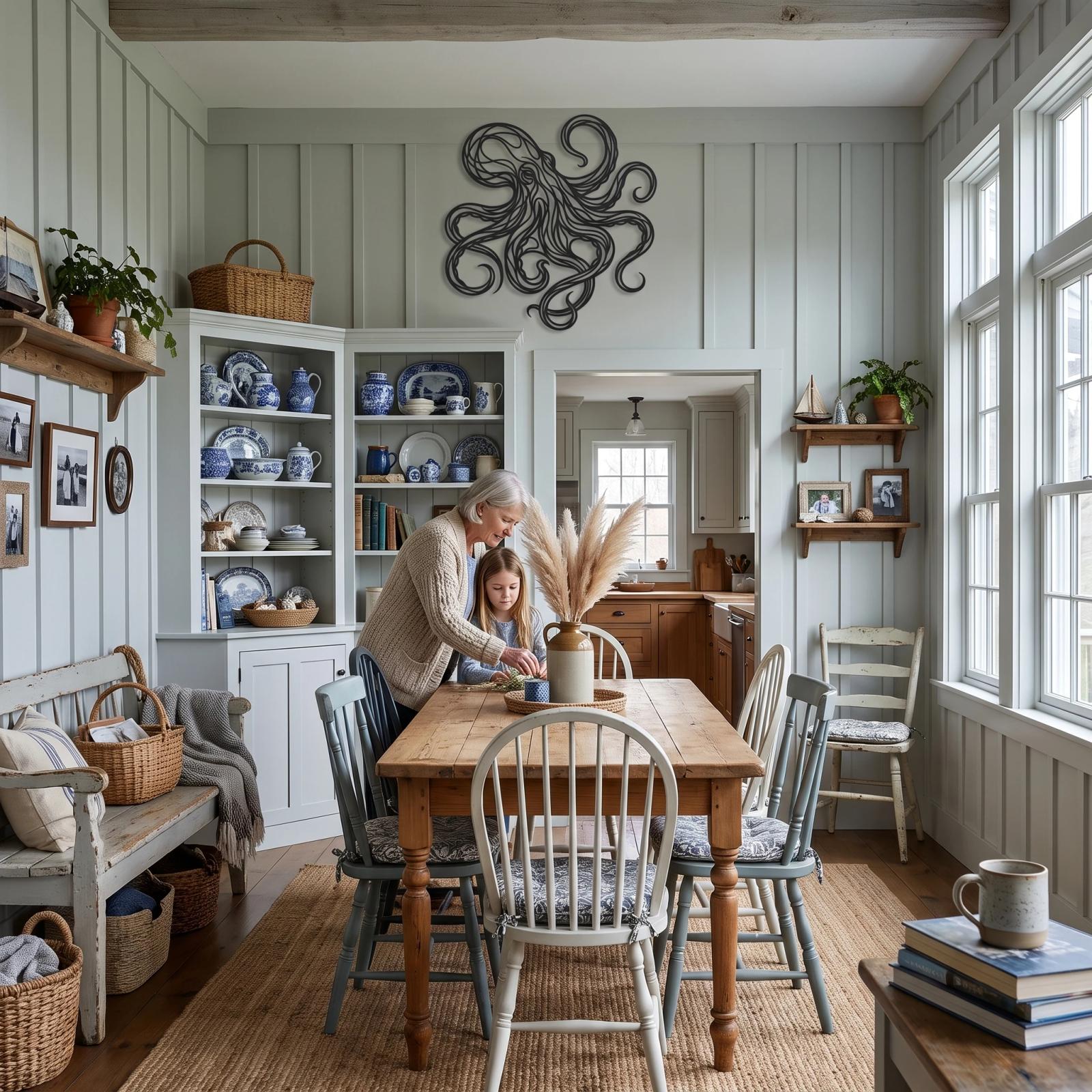 Octopus Metal Wall Art – Tidal Reach, Boho Coastal Living Room Decor — 2