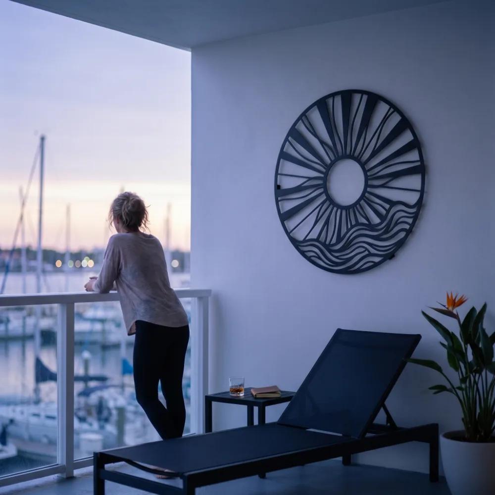 Sun and Waves Metal Wall Art – Radiant Horizon, Coastal Home Decor — 10