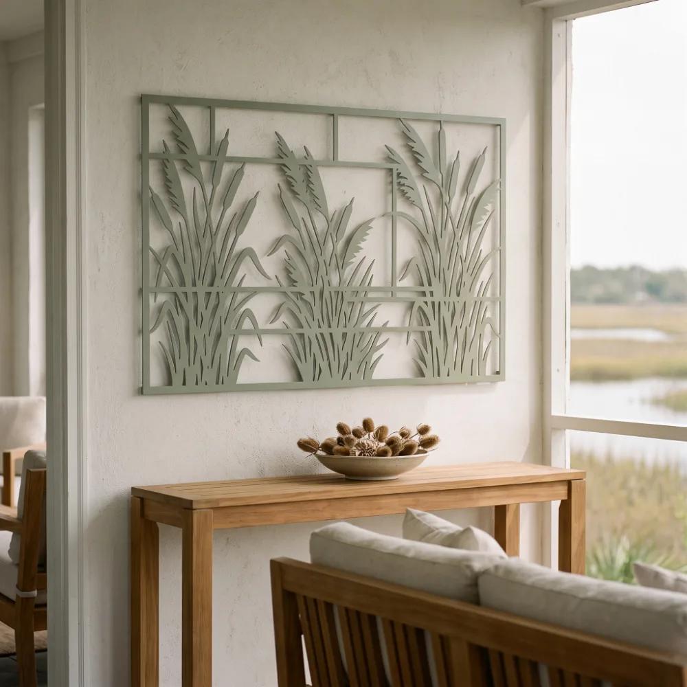 Cattail Metal Wall Art – Marsh Grass, Living Room Home Decor — 2
