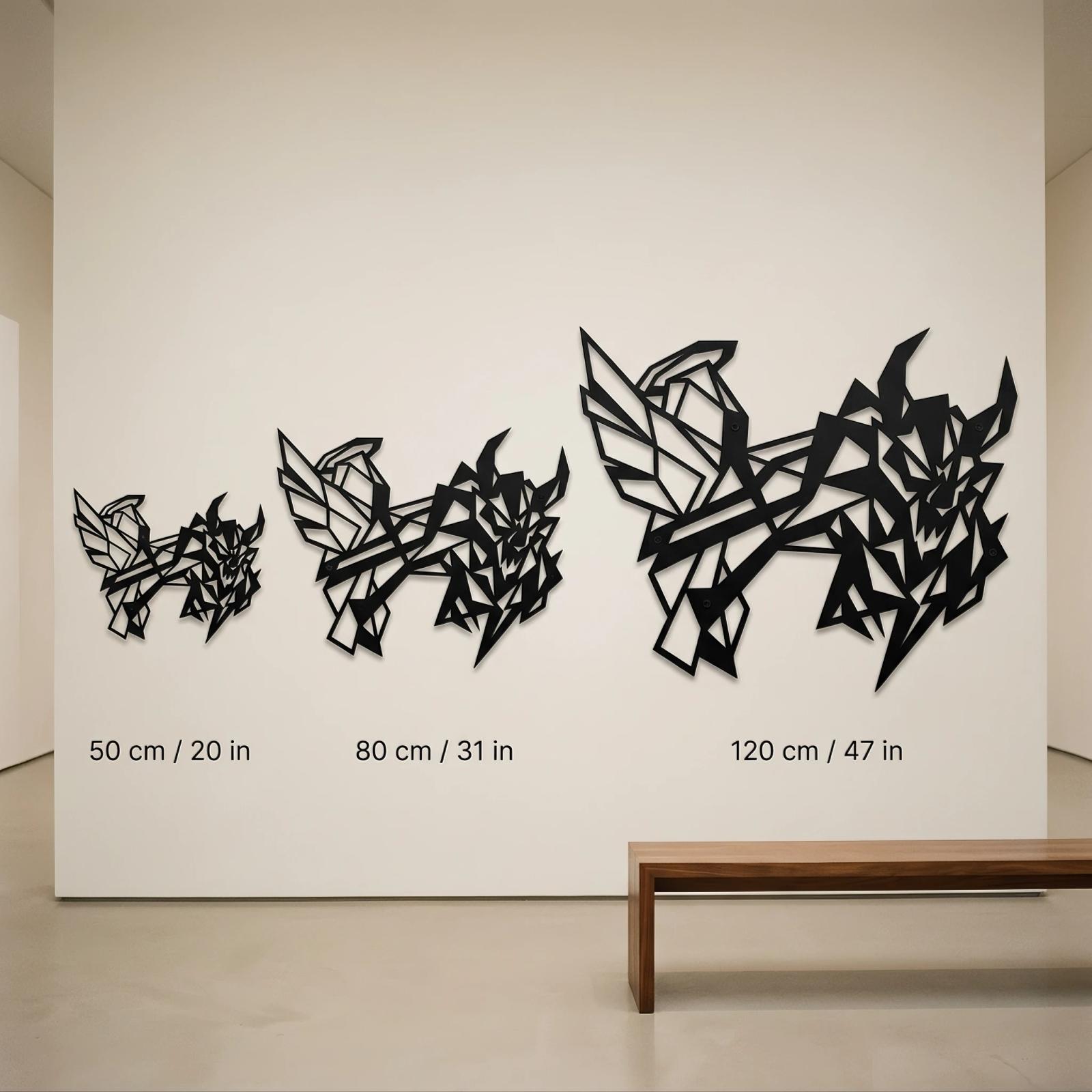 Abstract Geometric Beast Metal Wall Art – Chaos Dragon, Modern Gamer Room Decor — 10
