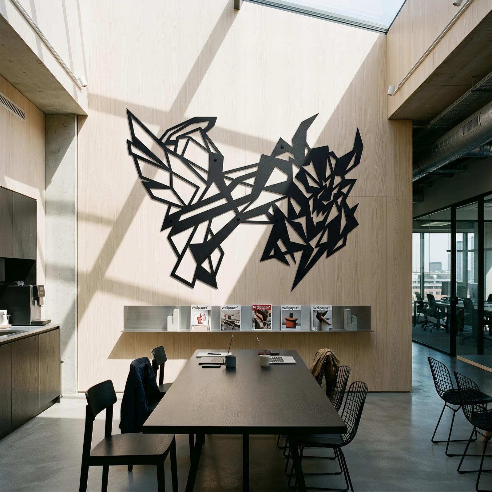 Abstract Geometric Beast Metal Wall Art – Chaos Dragon, Modern Gamer Room Decor — 5