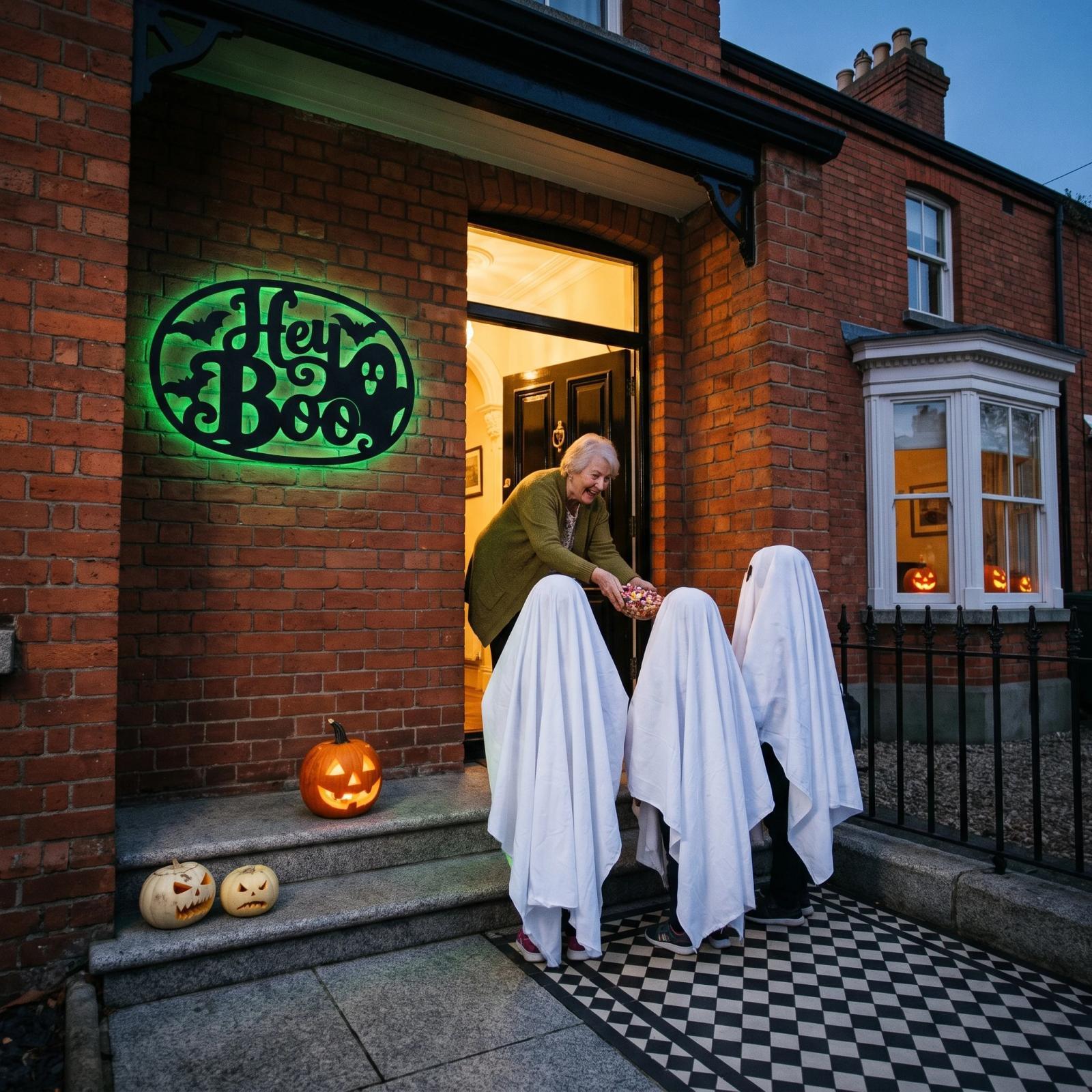 Hey Boo Ghost Halloween LED Metal Wall Art – Moonlit Hello, Front Porch & Living Room Decor — 7