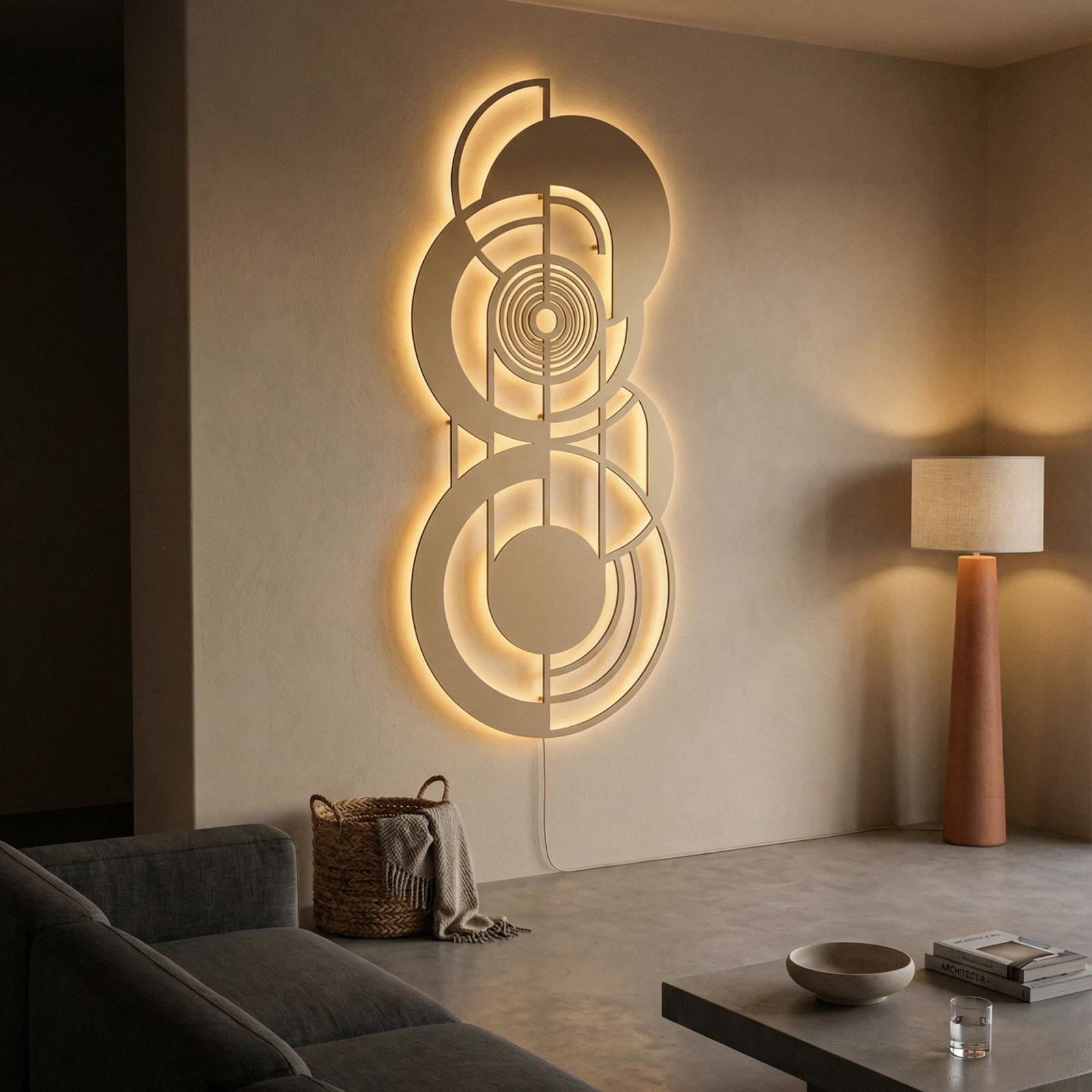 Geometric Abstract Metal Wall Art – Deco Eclipse, Modern Living Room Decor