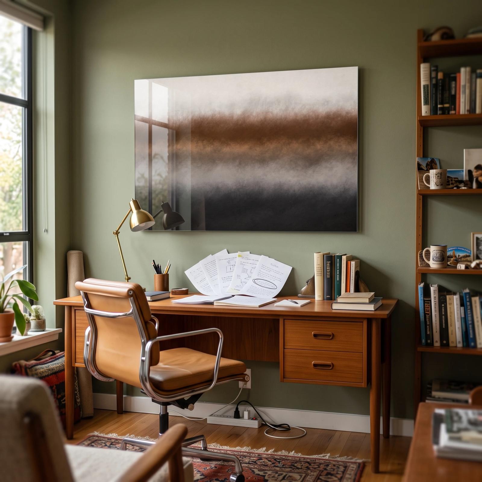Earth Tone Abstract Glass Wall Art Warm Horizon | Glass Wall Art — 3