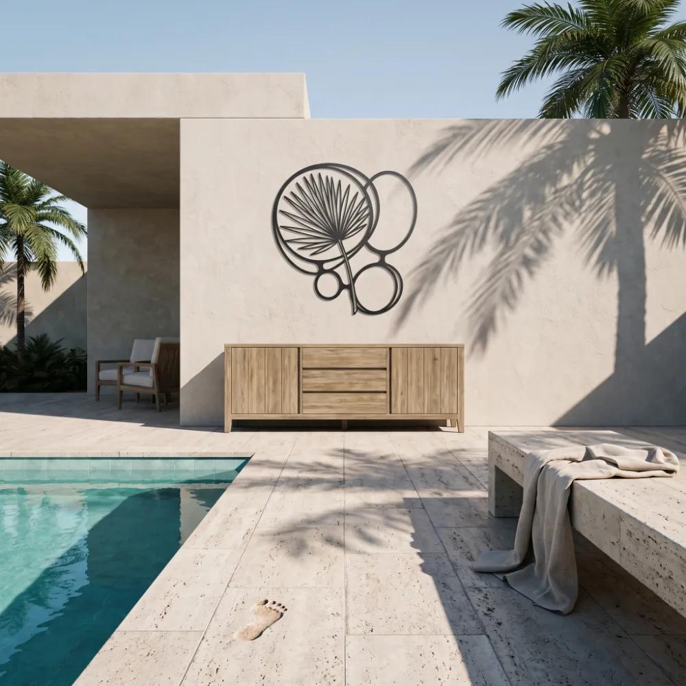 Palm Leaf Metal Boho Wall Art – Desert Fan, Coastal Living Room Decor — 2