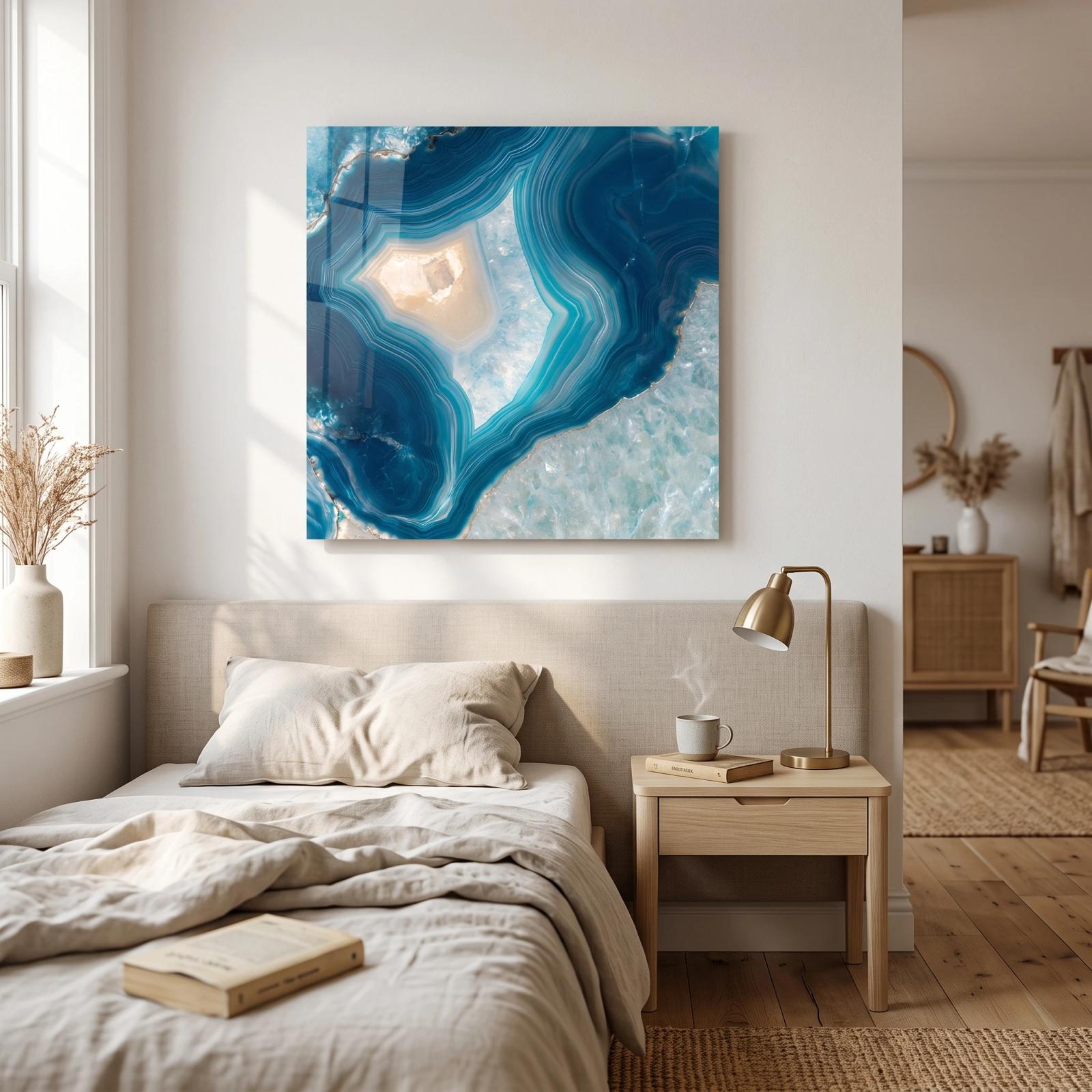 Blue Agate Wall Art Crystal Geode Abstract Glass Wall Art