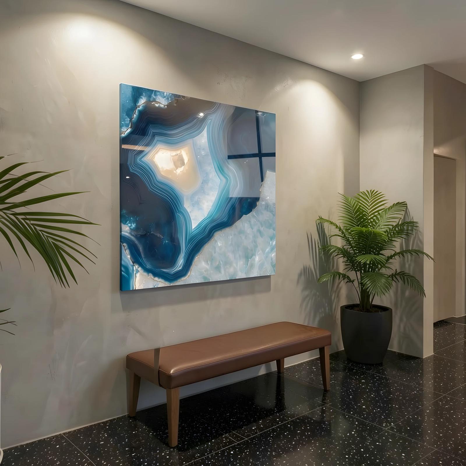 Blue Agate Wall Art Crystal Geode Abstract Glass Wall Art — 6