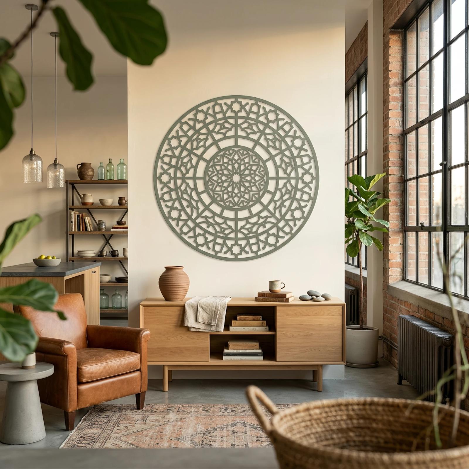 Geometric Mandala Metal Wall Art – Sacred Geometry, Modern Spiritual Home Decor