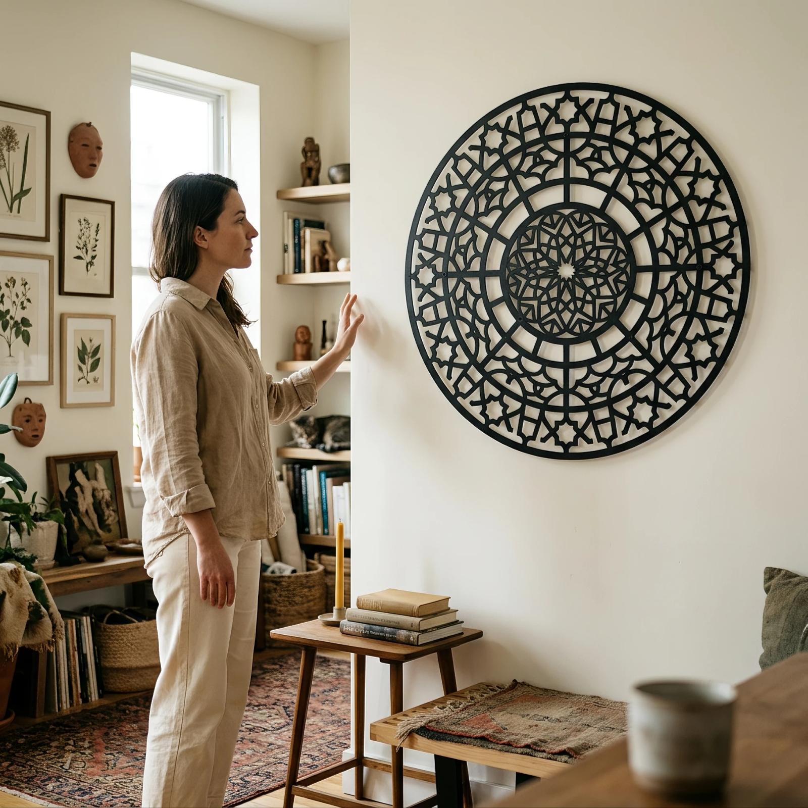 Geometric Mandala Metal Wall Art – Sacred Geometry, Modern Spiritual Home Decor — 7