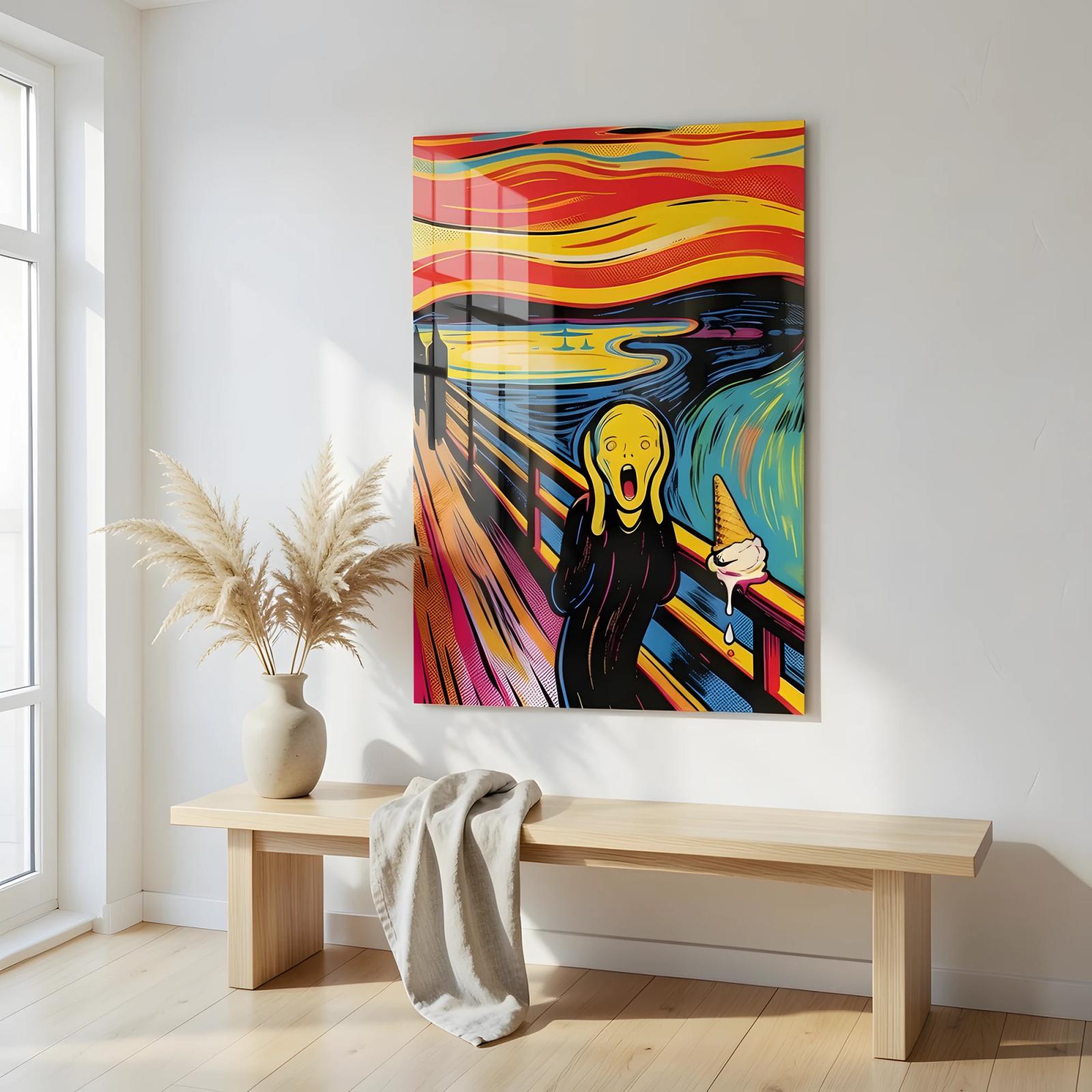 Pop Art Scream Ice Cream Colorful Comic Glass Wall Art — 5