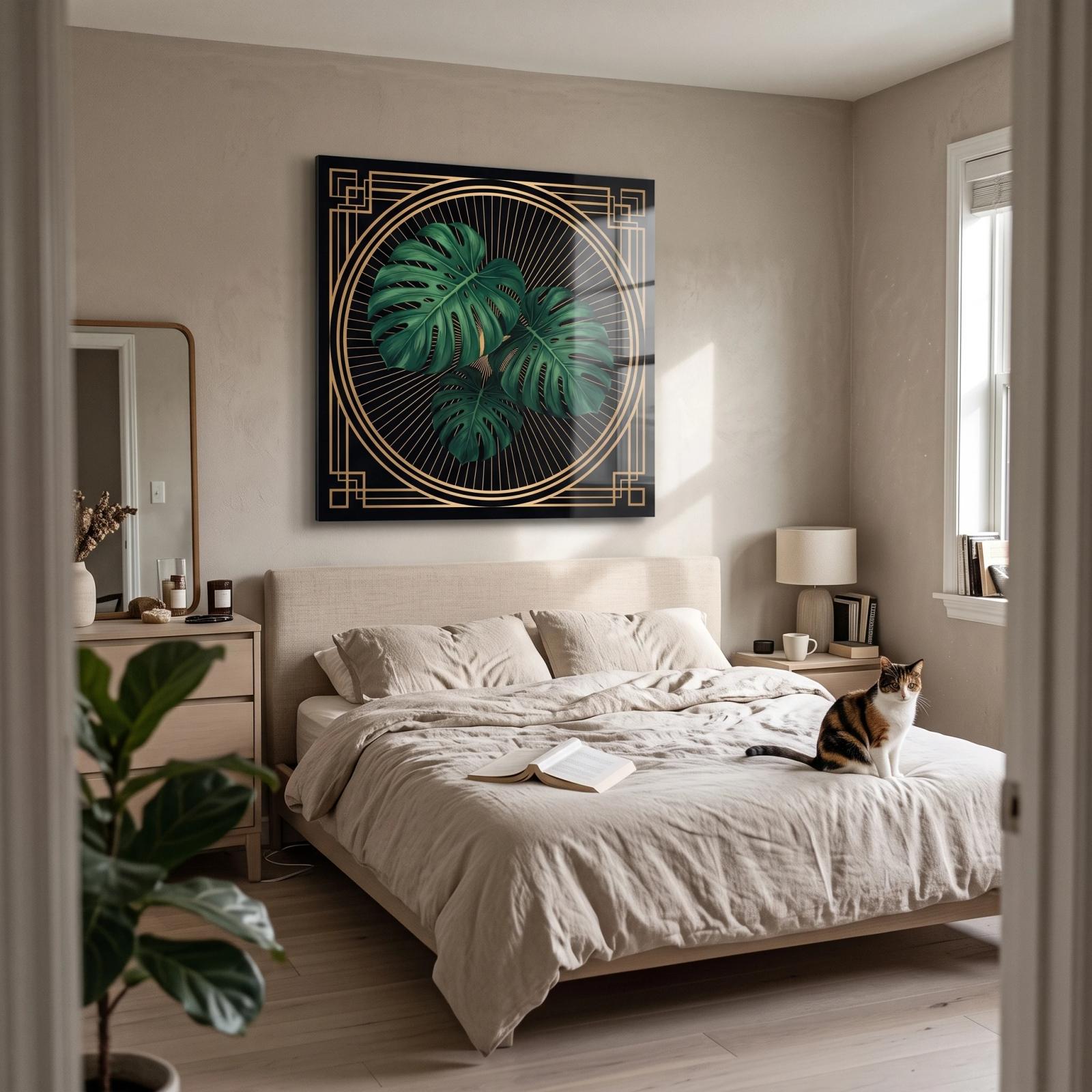 Art Deco Monstera Wall Art Gold Botanical Glass Wall Art — 2