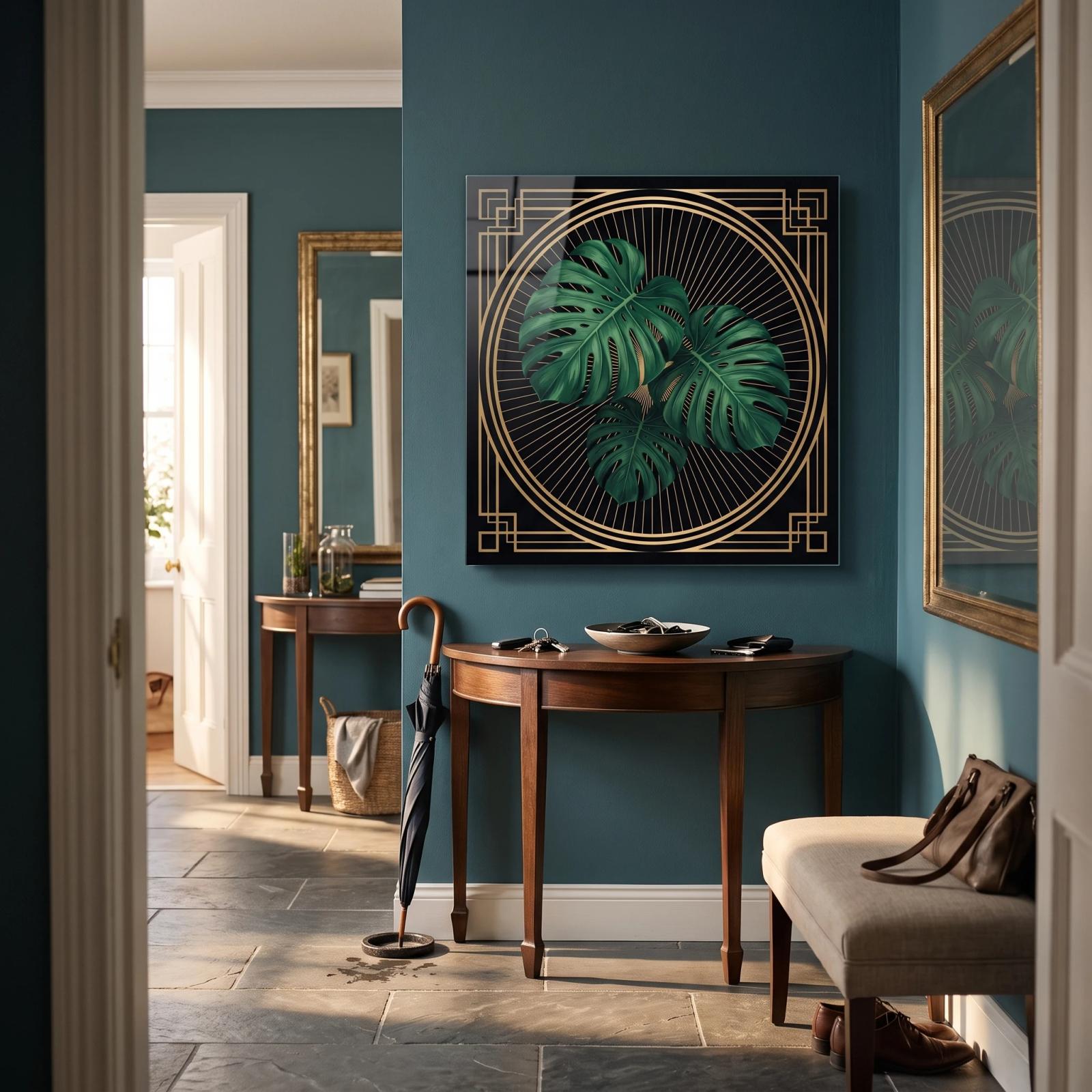 Art Deco Monstera Wall Art Gold Botanical Glass Wall Art — 5