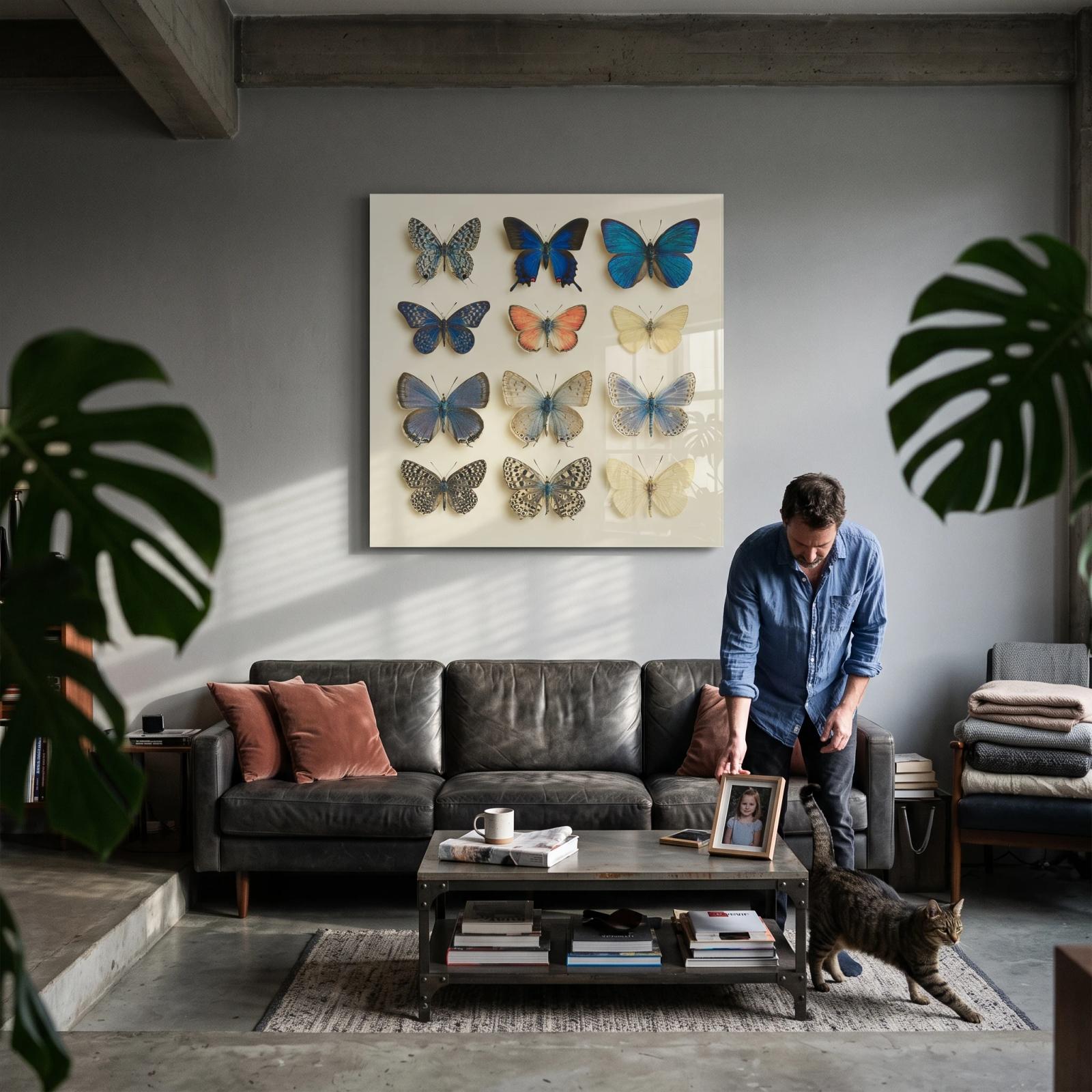 Butterfly Grid Wall Art Vintage Entomology Print | Glass Wall Art — 2