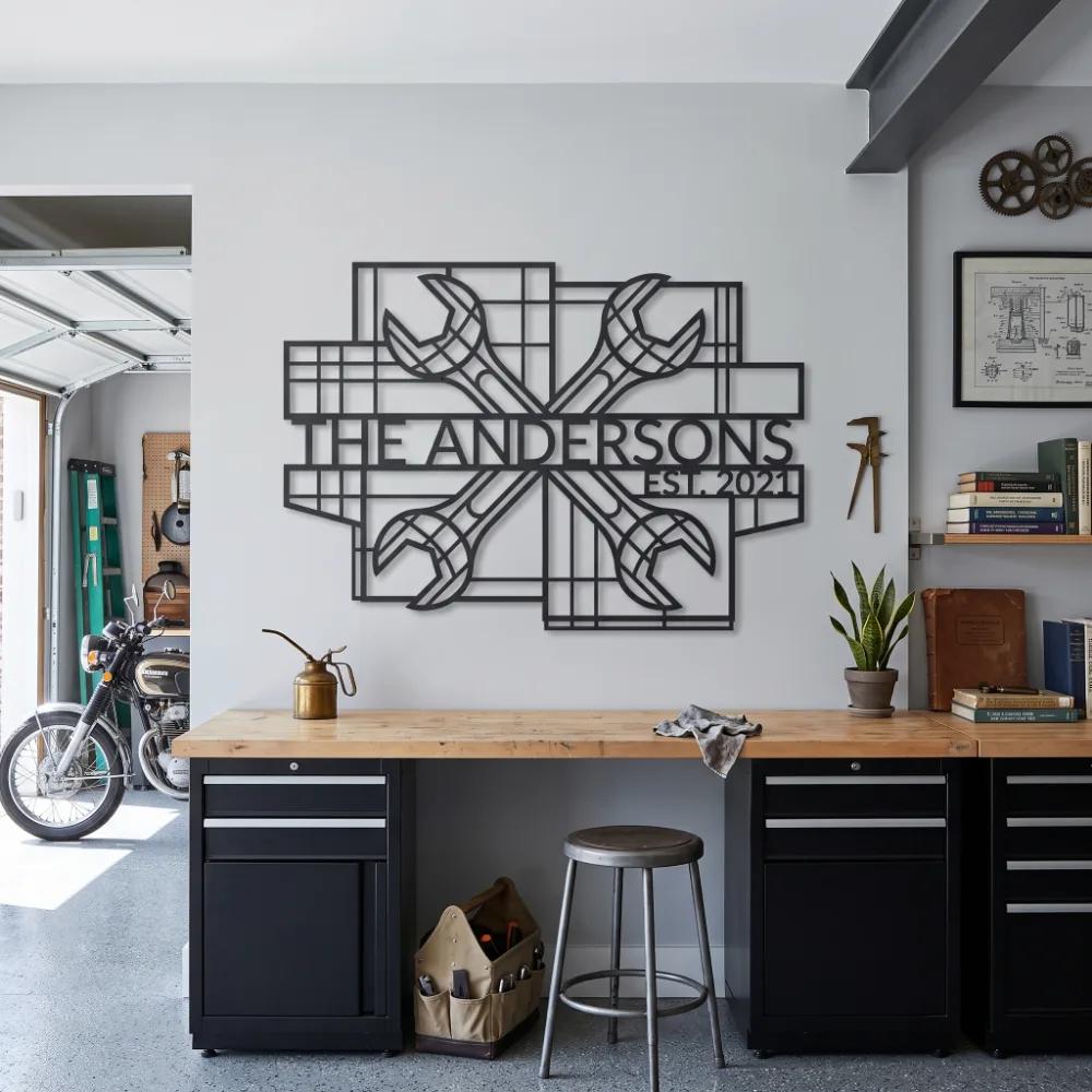 Personalized Family Garage Sign Metal Workshop Wall Art – Custom Hub, New Home Decor For Mom