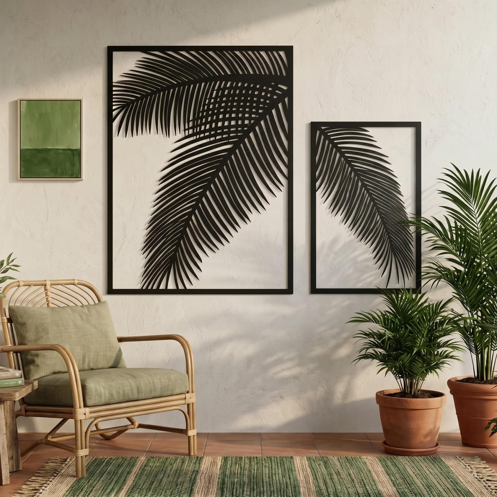 Tropical Palm Leaves Metal Wall Art – Island Fronds, Living Room Decor — 5
