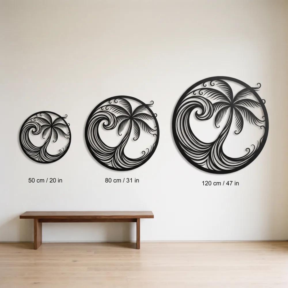 Palm Tree Metal Wall Art – Tidal Palm, Coastal Beach House Decor — 7