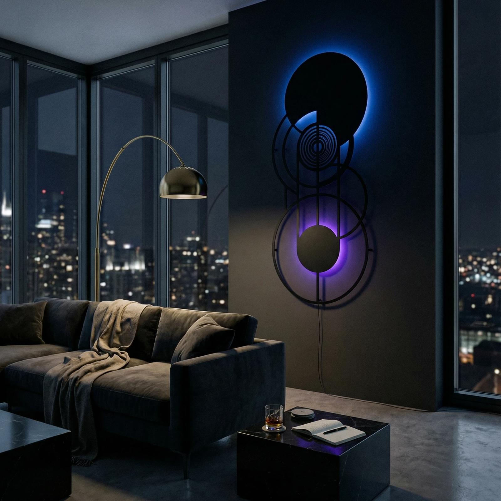 Geometric Abstract Metal Wall Art – Bauhaus Orbit, Modern Living Room Decor — 3