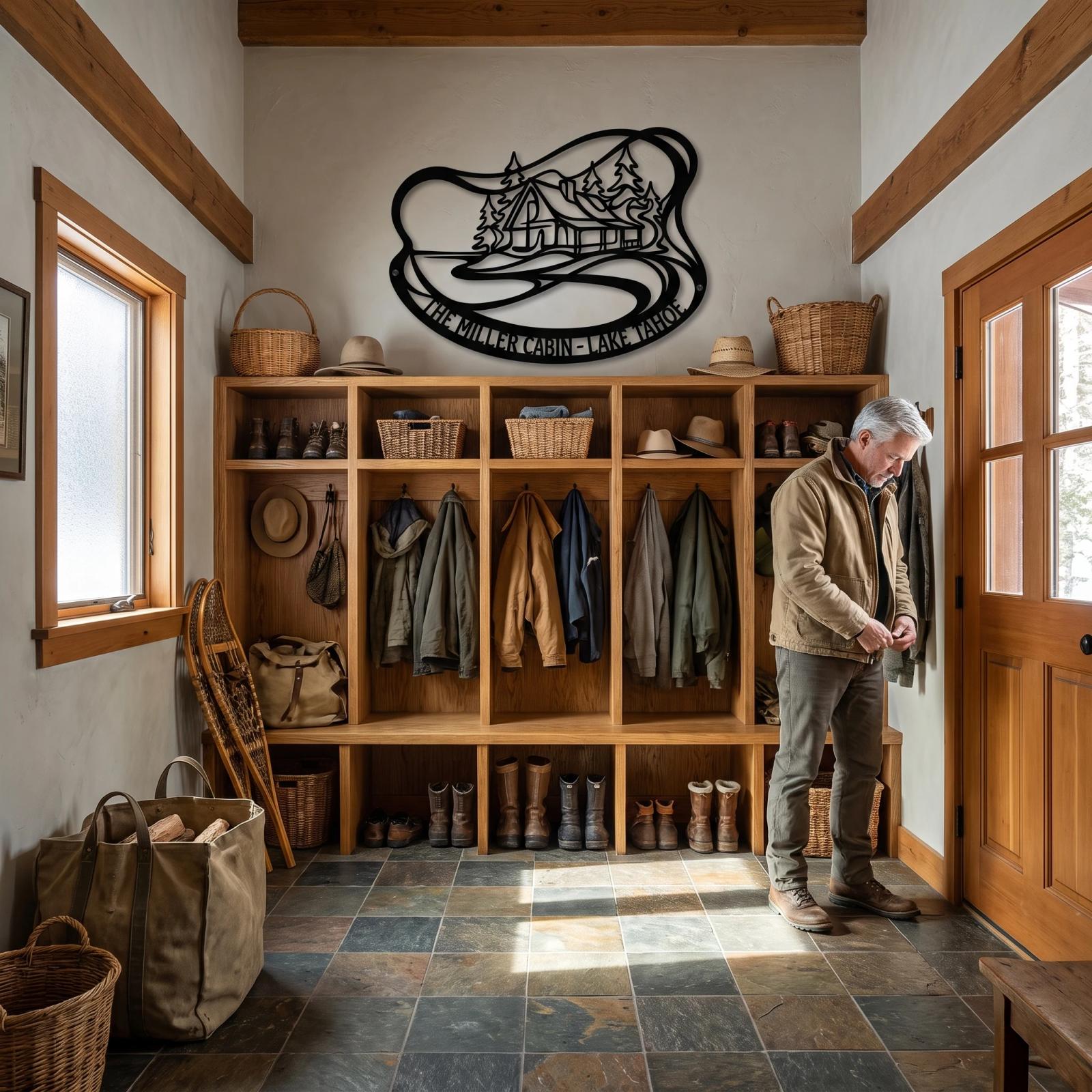Custom Mountain Cabin Metal Wall Art – Tahoe Lodge, Rustic Farmhouse Decor — 3