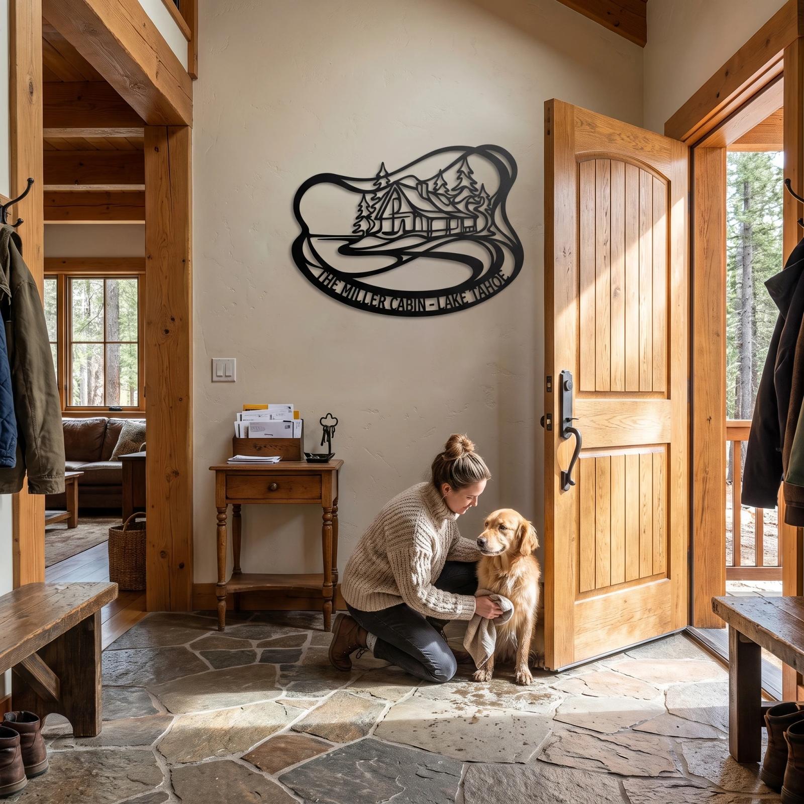 Custom Mountain Cabin Metal Wall Art – Tahoe Lodge, Rustic Farmhouse Decor — 9
