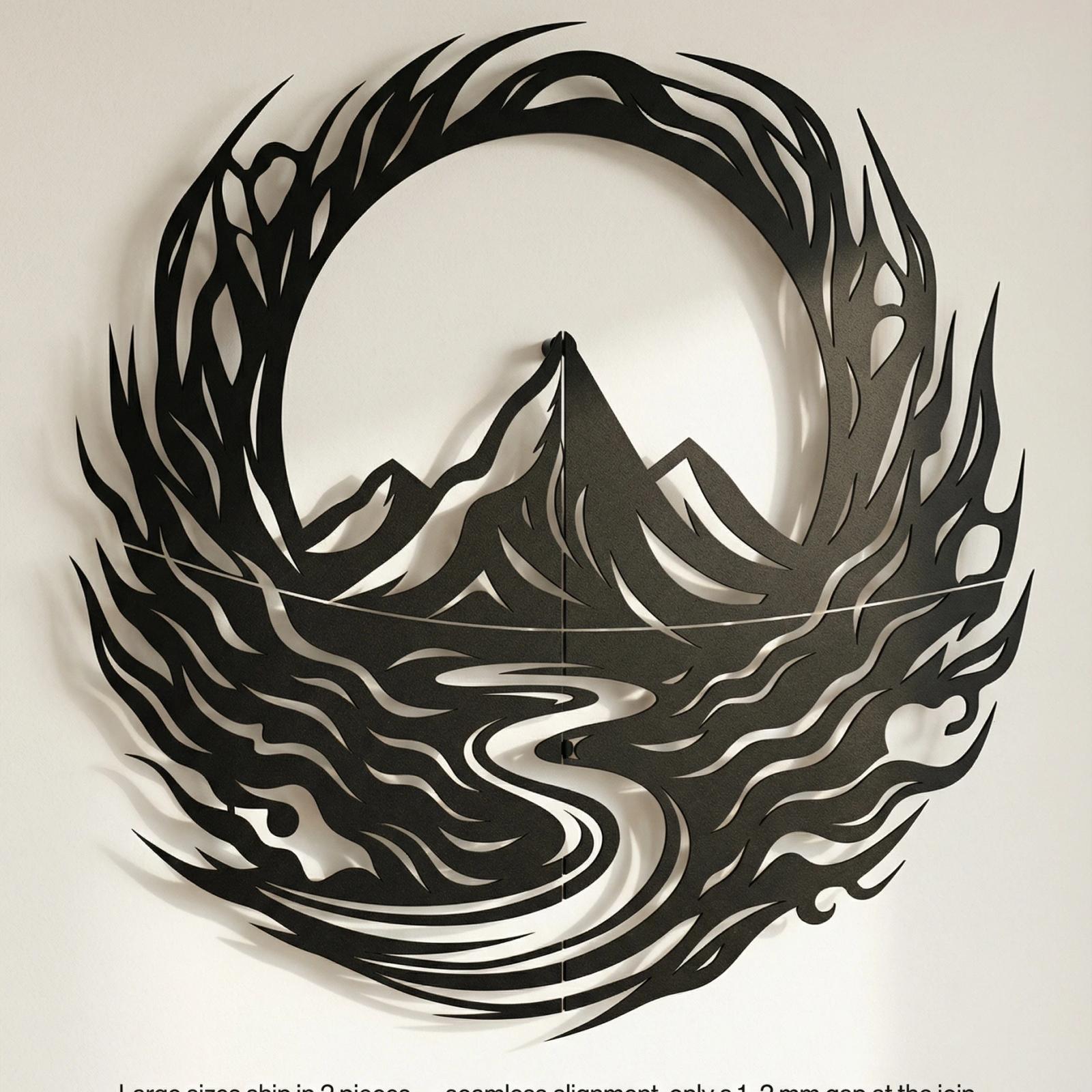 Mountain Peak Metal Wall Art – River Valley Crest, Rustic Living Room Decor — 4