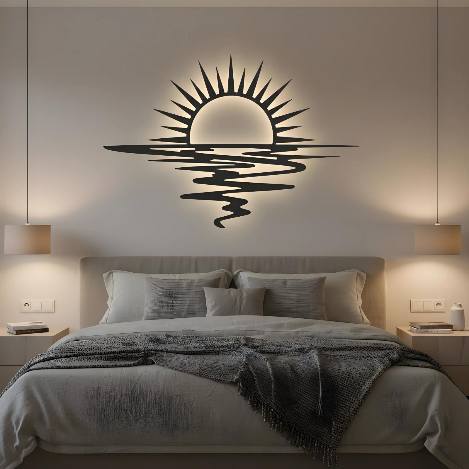 Sunset Over Water Metal Wall Art – Radiant Horizon, Coastal Bedroom Decor — 2