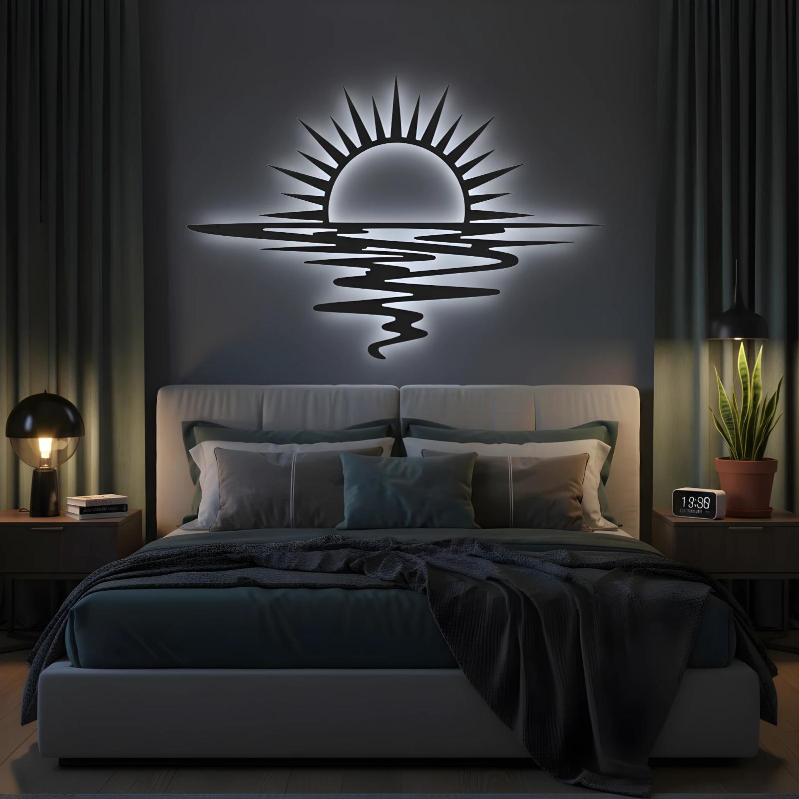 Sunset Over Water Metal Wall Art – Radiant Horizon, Coastal Bedroom Decor — 4