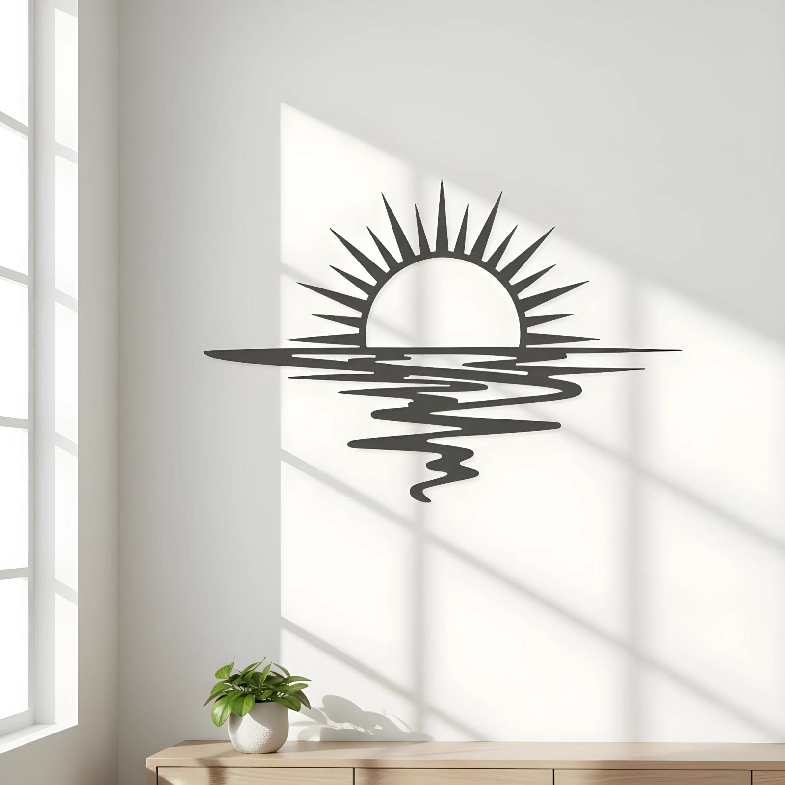 Sunset Over Water Metal Wall Art – Radiant Horizon, Coastal Bedroom Decor — 5