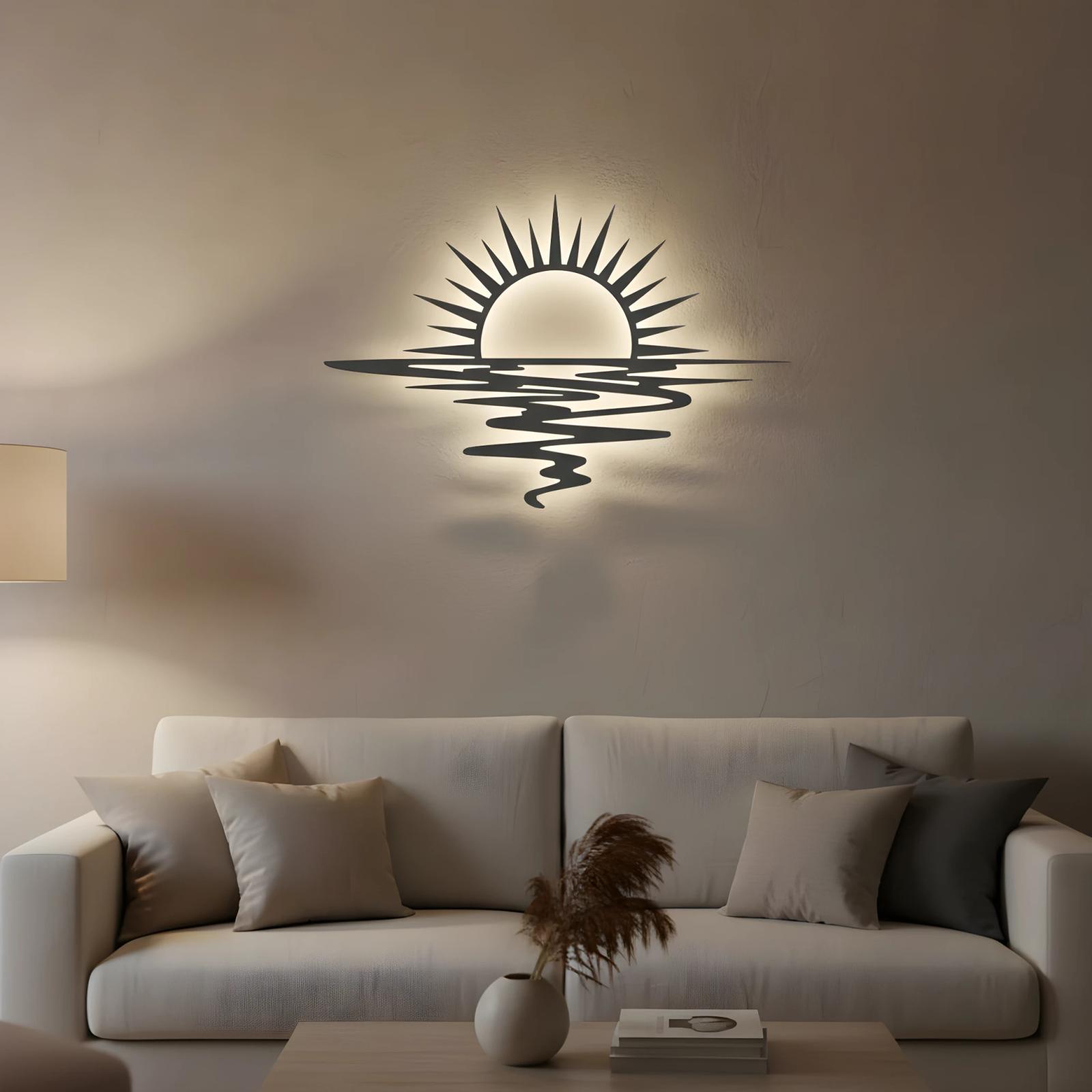 Sunset Over Water Metal Wall Art – Radiant Horizon, Coastal Bedroom Decor — 7