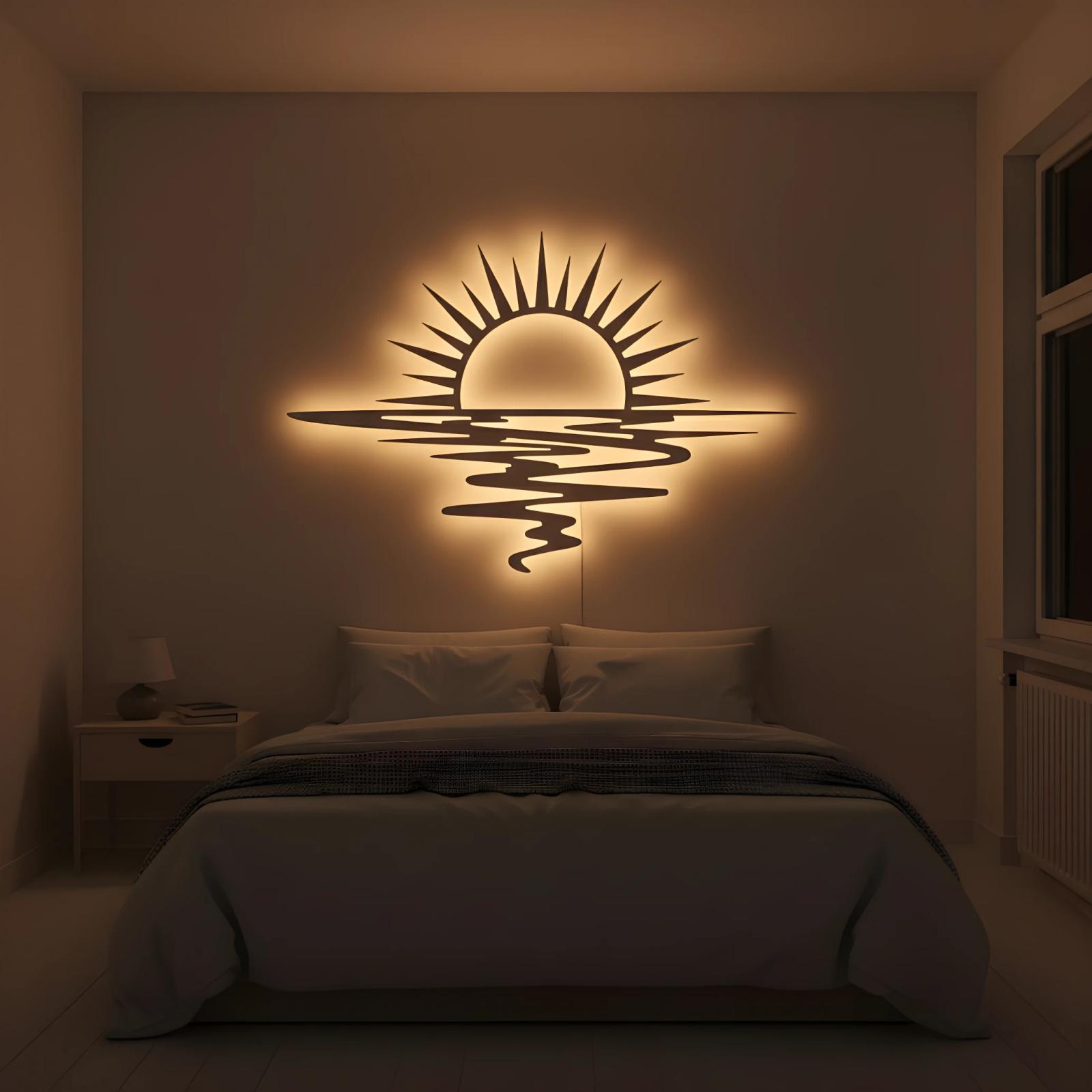 Sunset Over Water Metal Wall Art – Radiant Horizon, Coastal Bedroom Decor — 8