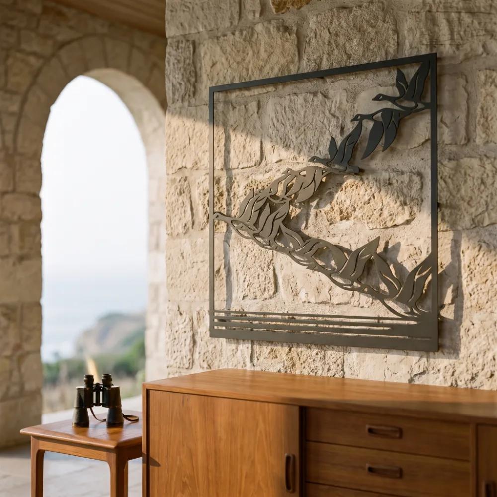 Flying Geese Metal Wall Art – Northbound Flight, Rustic Cabin & Lake House Decor