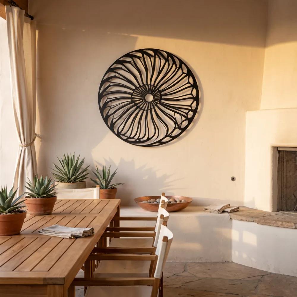 Round Spiral Mandala Metal Wall Art – Helix Bloom, Modern Entryway Decor