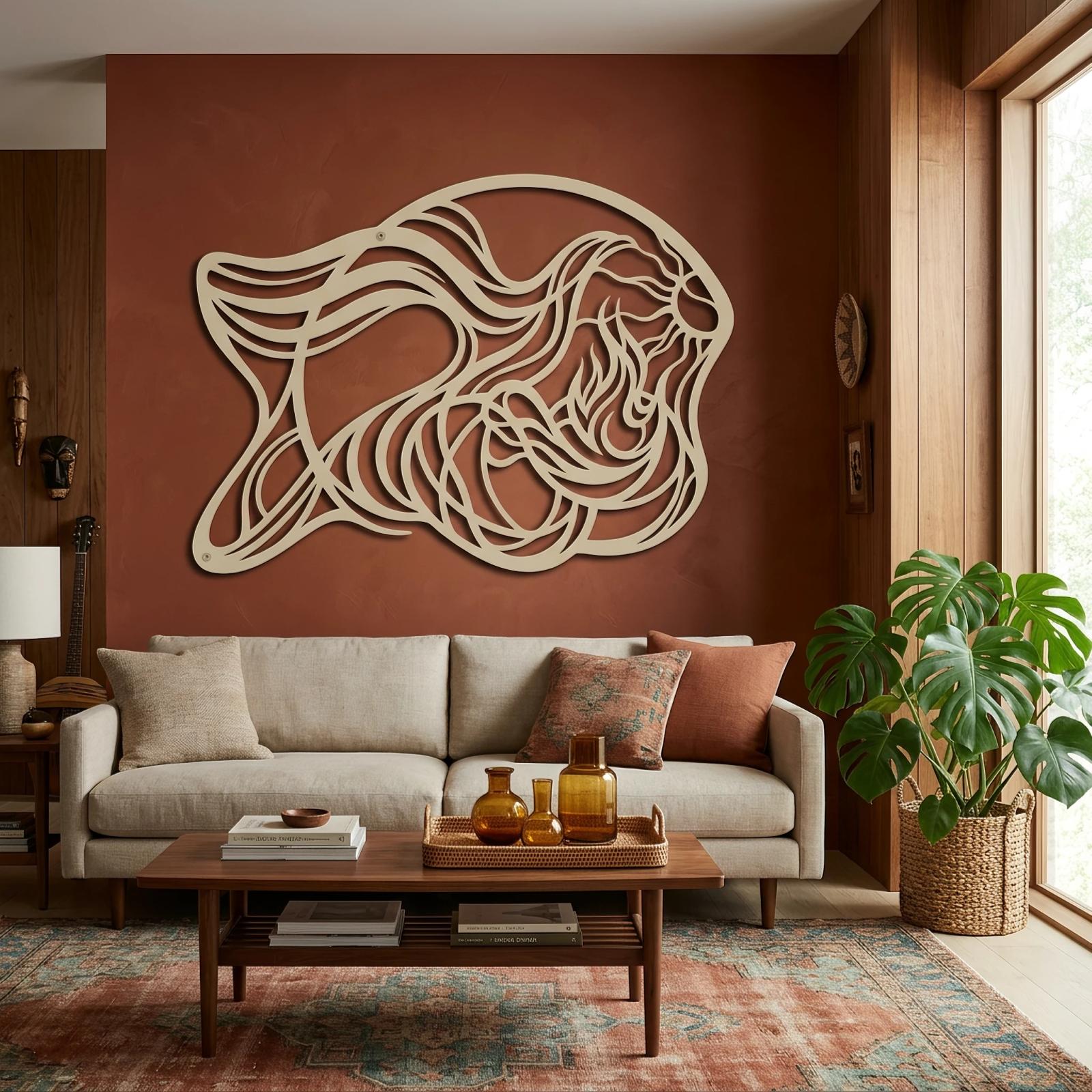 Flowing Hair Woman Metal Wall Art – Goddess Sun, Boho Entryway Decor