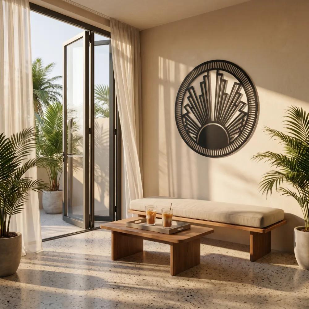 Art Deco Sunburst Metal Wall Art – The Gatsby Ray, Living Room Statement Decor — 2