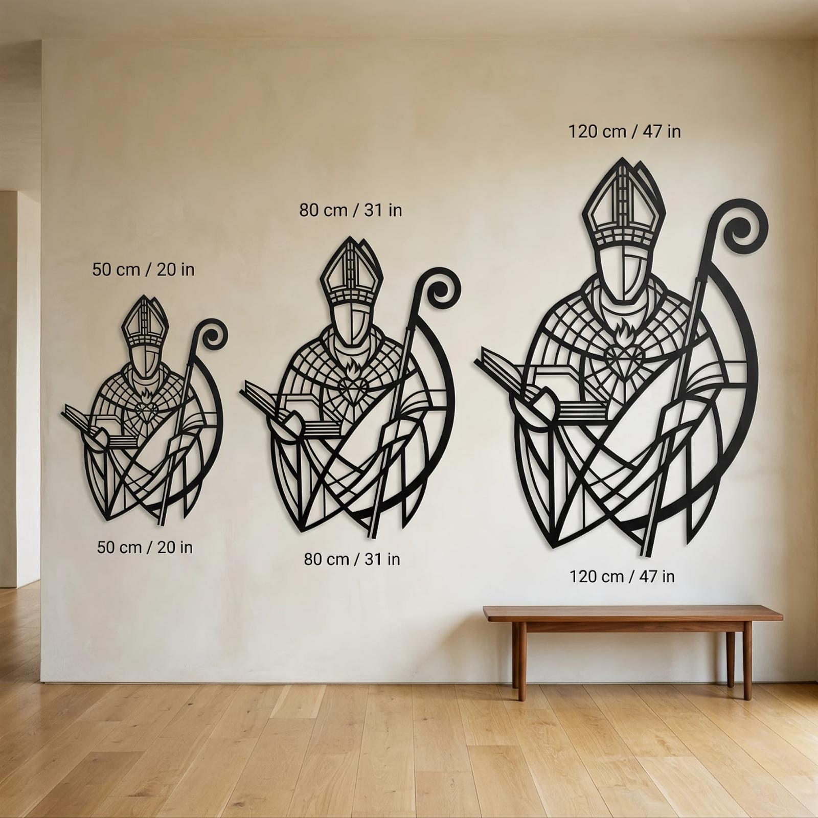 Saint Bishop Metal Wall Art – Sacred Heart Silhouette, Religious Home Office Decor — 10
