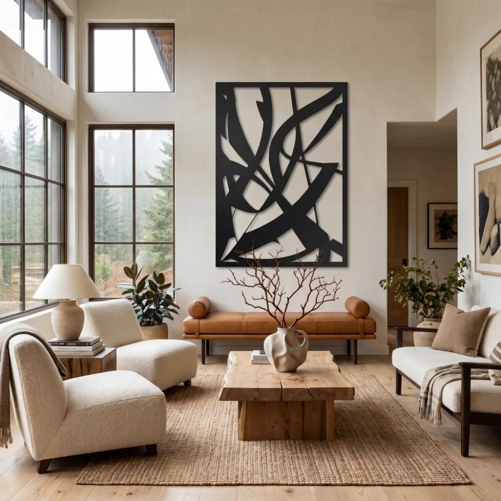 Abstract Ribbon Metal Wall Art – Kinetic Flora, Modern Home Office Decor