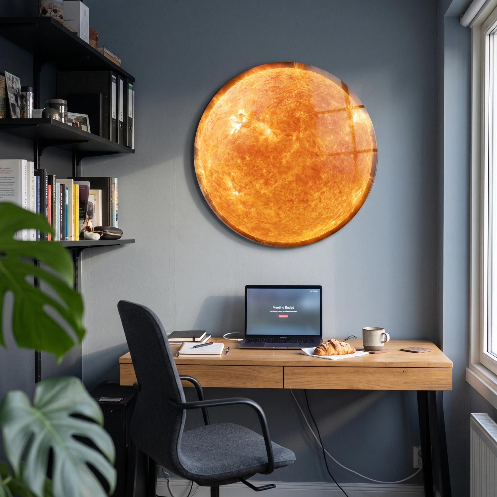 Sun Solar Surface Cosmic Celestial Round Glass Wall Art — 2