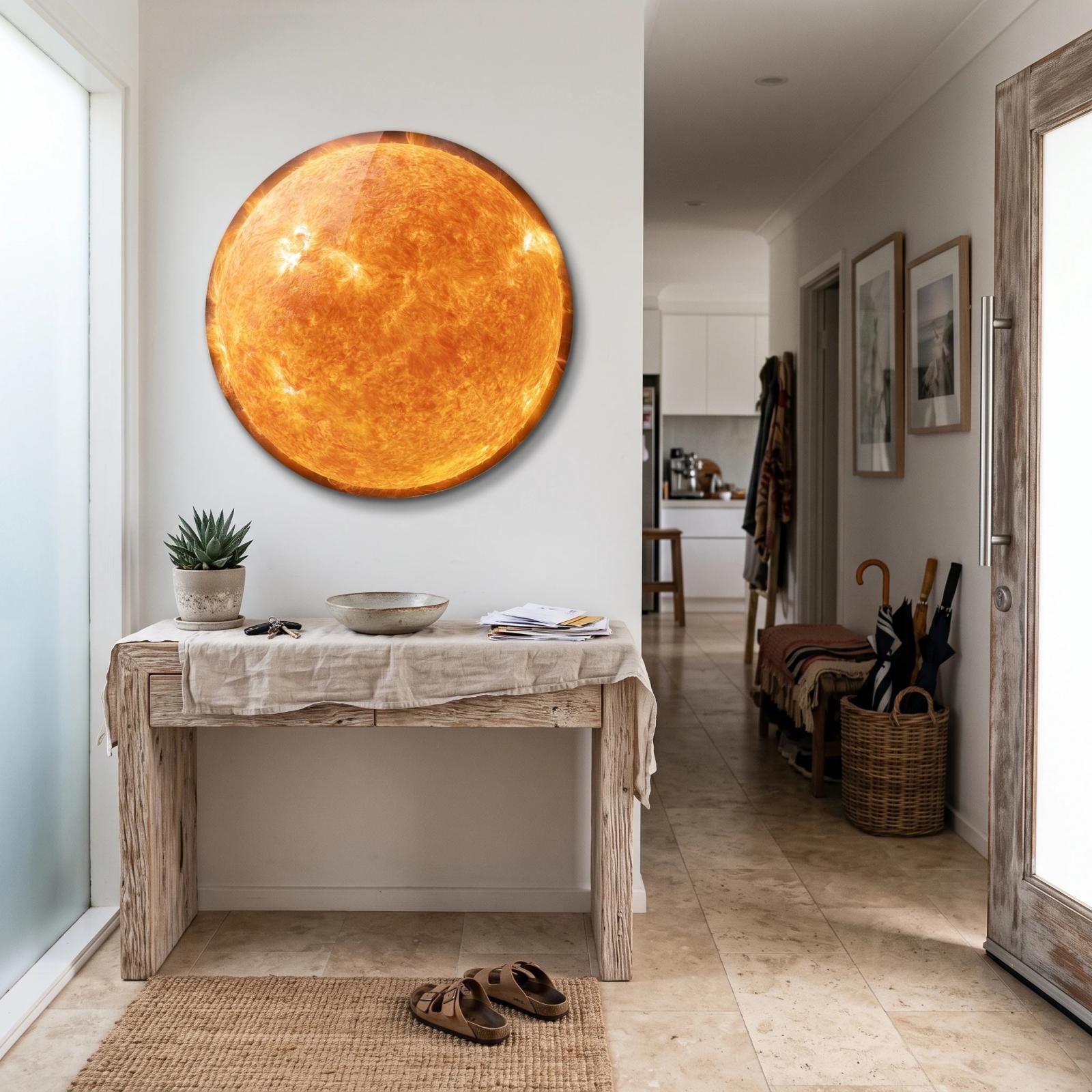 Sun Solar Surface Cosmic Celestial Round Glass Wall Art — 3