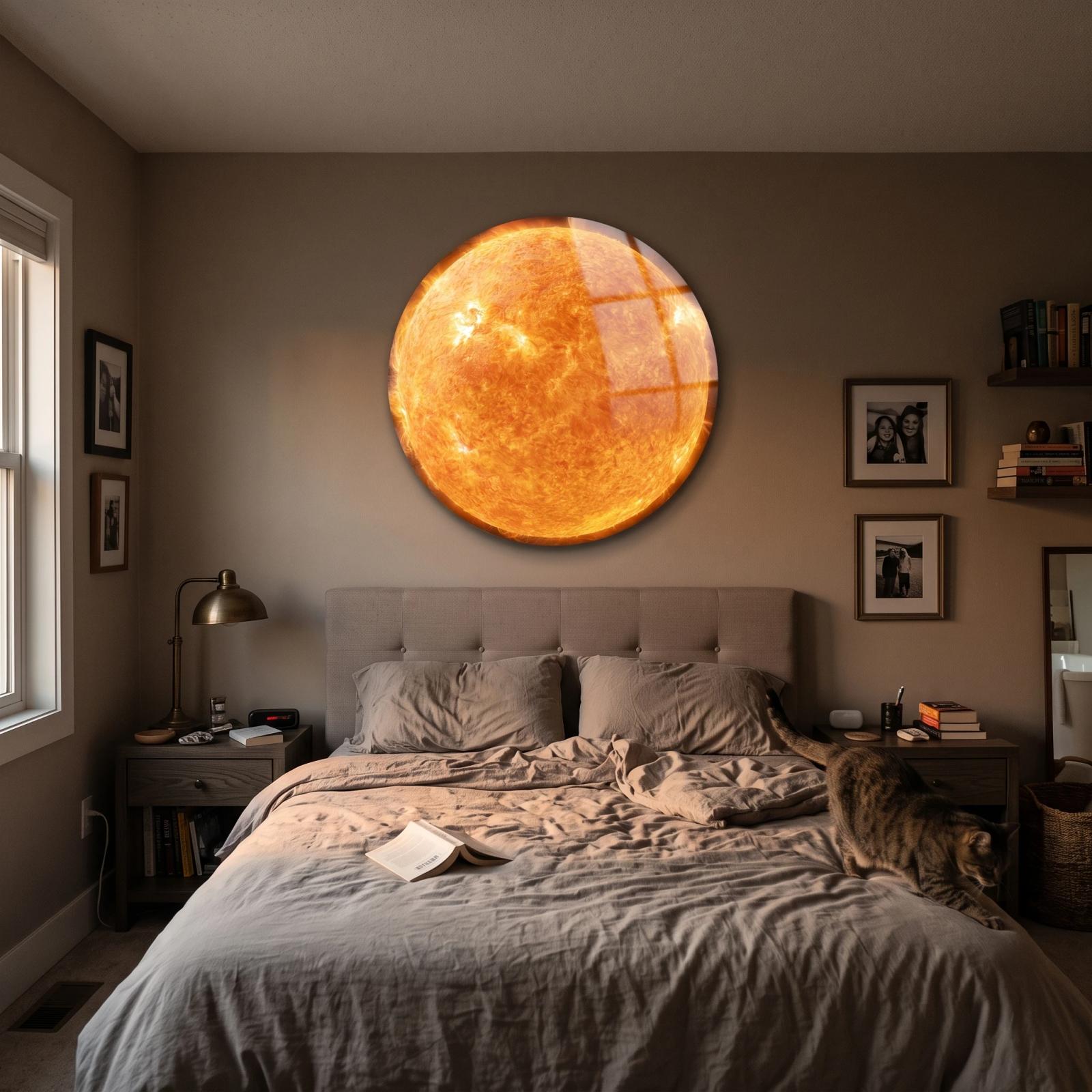 Sun Solar Surface Cosmic Celestial Round Glass Wall Art — 4
