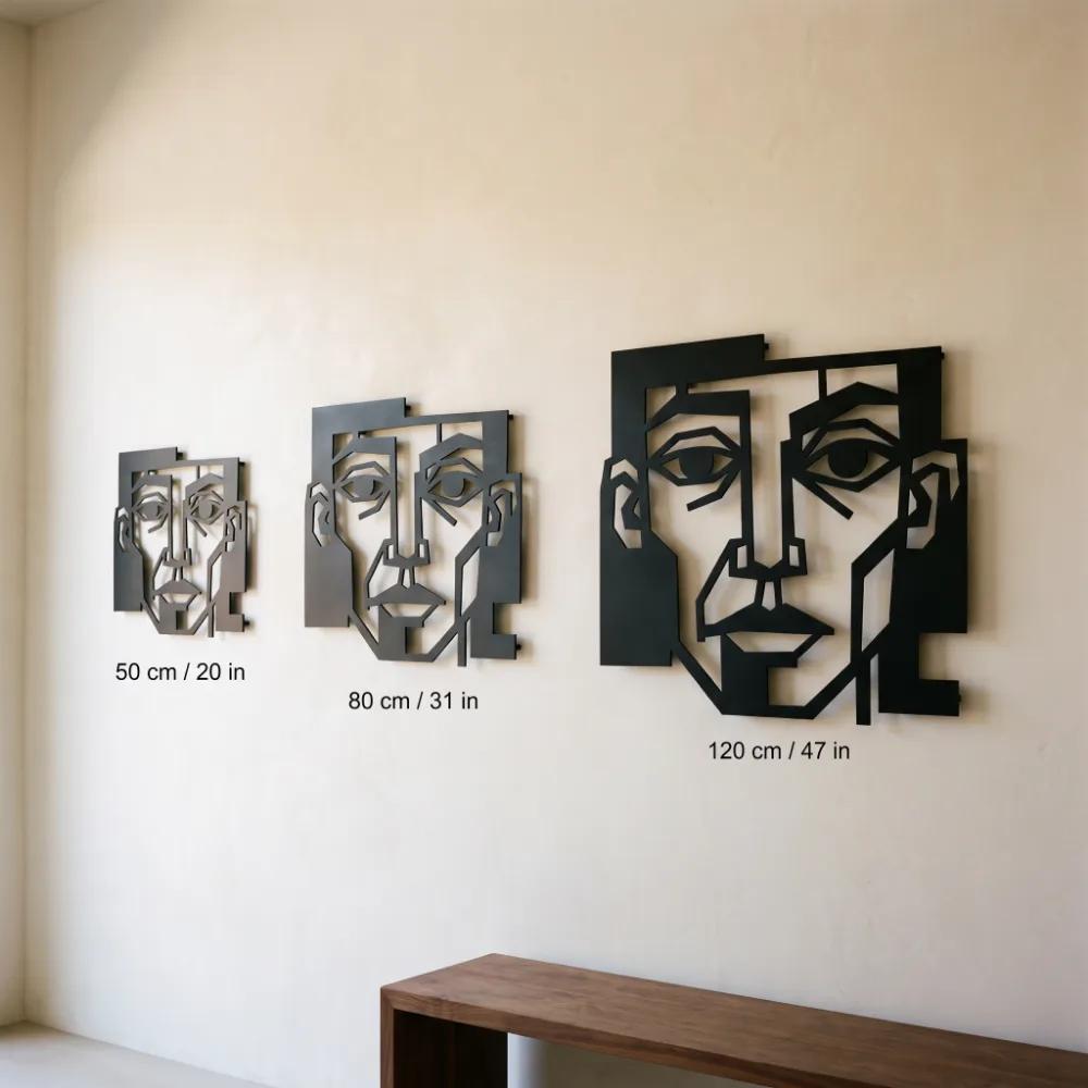 Cubist Man Portrait Metal Wall Art – Basalt Gaze, Modern Living Room Decor — 10