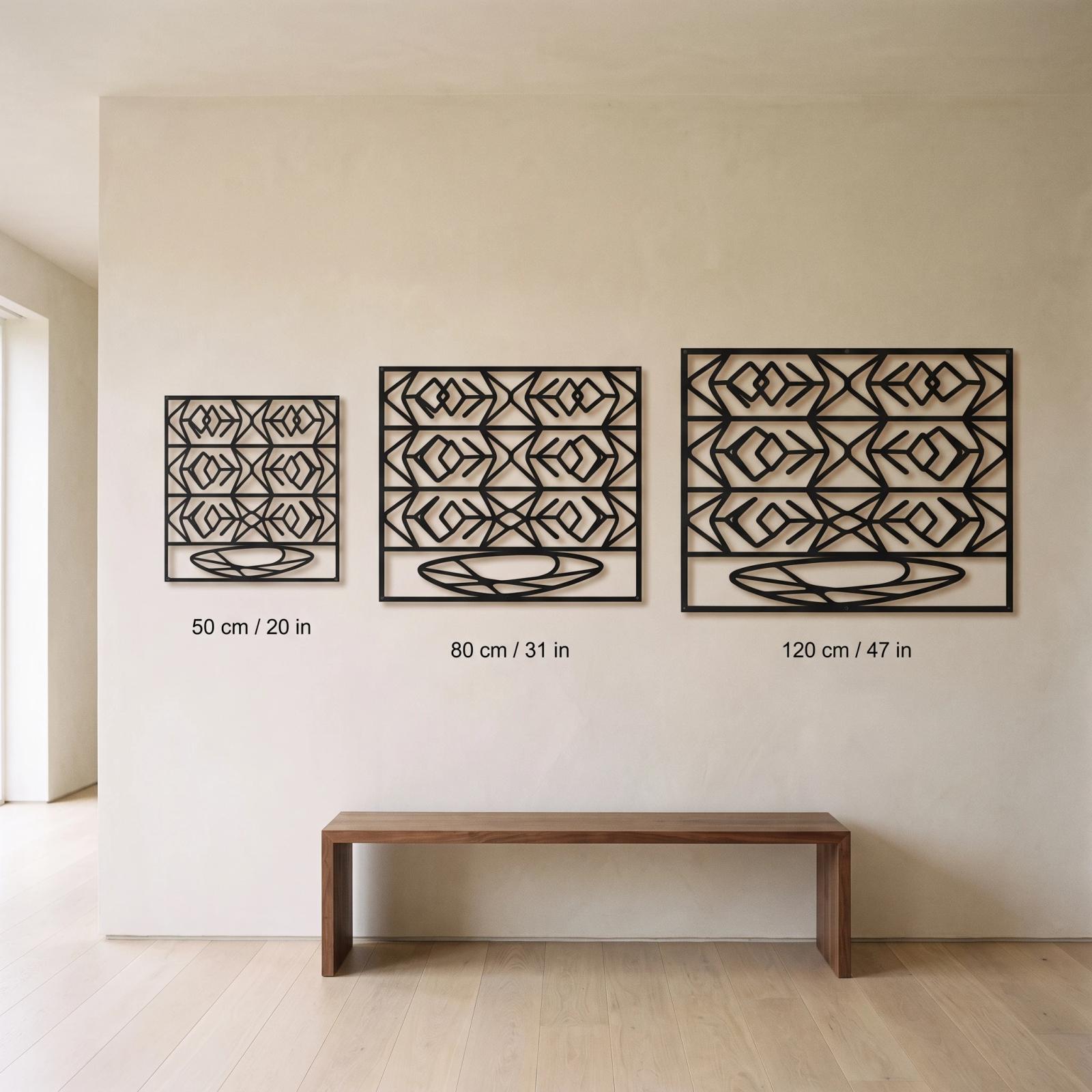 Geometric Metal Wall Art Woven Lattice Screen – Loom Cipher, Home Office Decor — 8