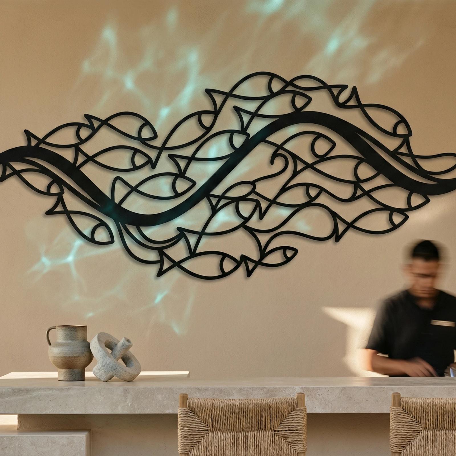 School of Fish Metal Wall Art – Ocean Flow, Coastal Living Room Decor — 4
