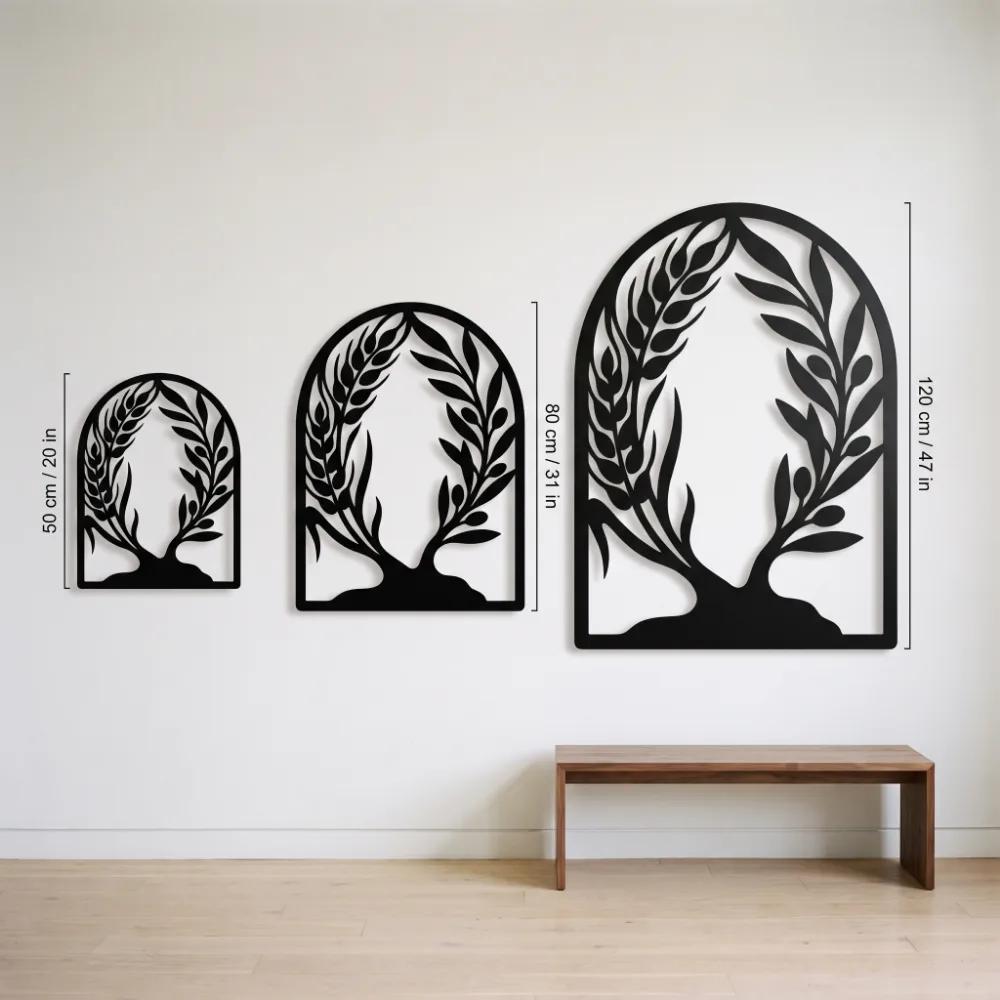 Wheat Olive Branch Metal Wall Art – Harvest Arch, Kitchen Farmhouse Decor — 7