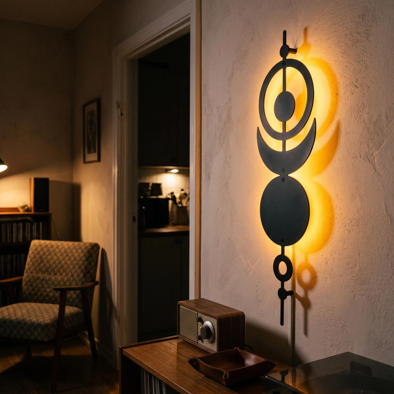 Boho Celestial Geometric Metal Wall Art – Cosmic Orbit, Modern Bedroom Decor — 6