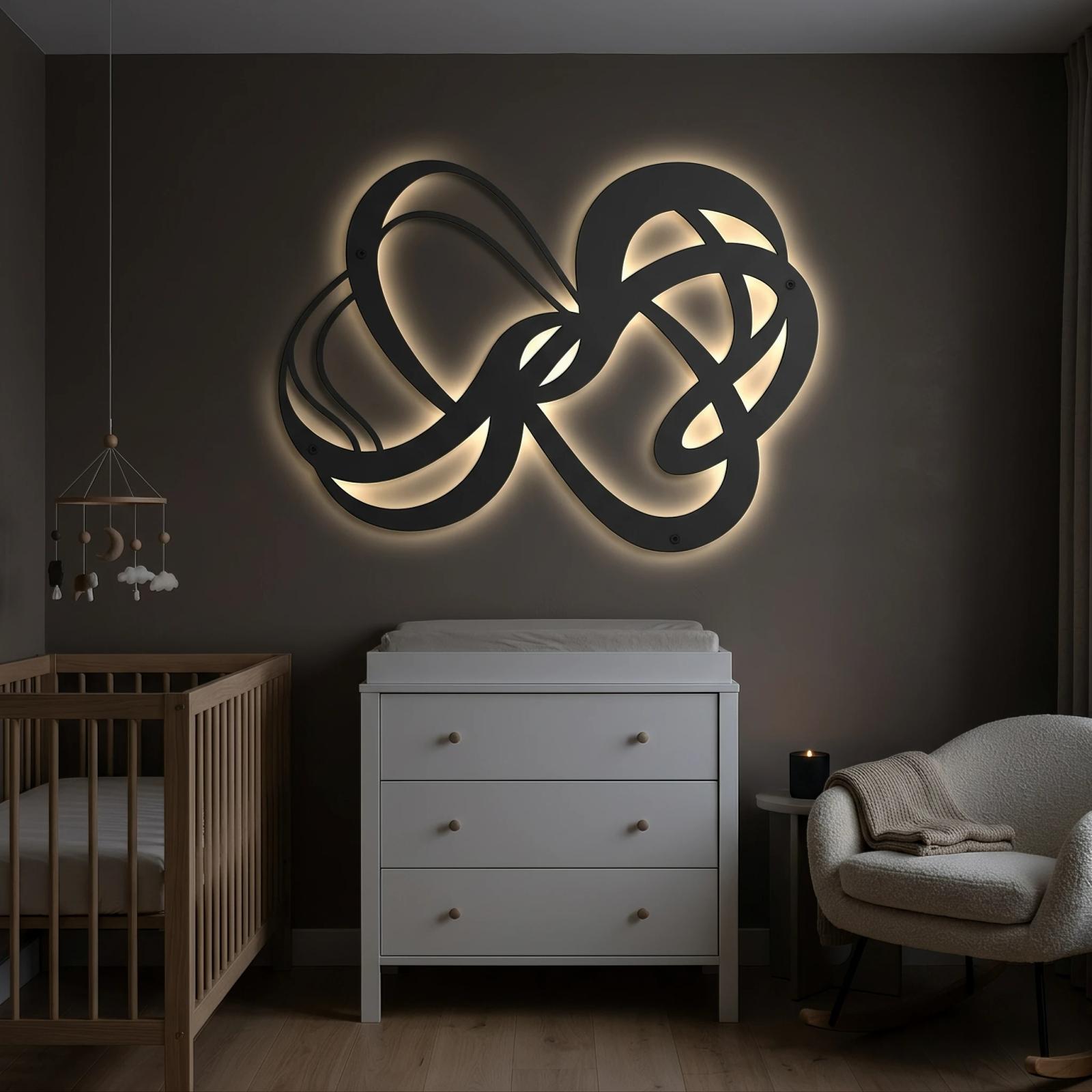 Fluid Infinity Metal Wall Art – Abstract Ribbon Knot, Modern Nursery & Bedroom Decor — 4