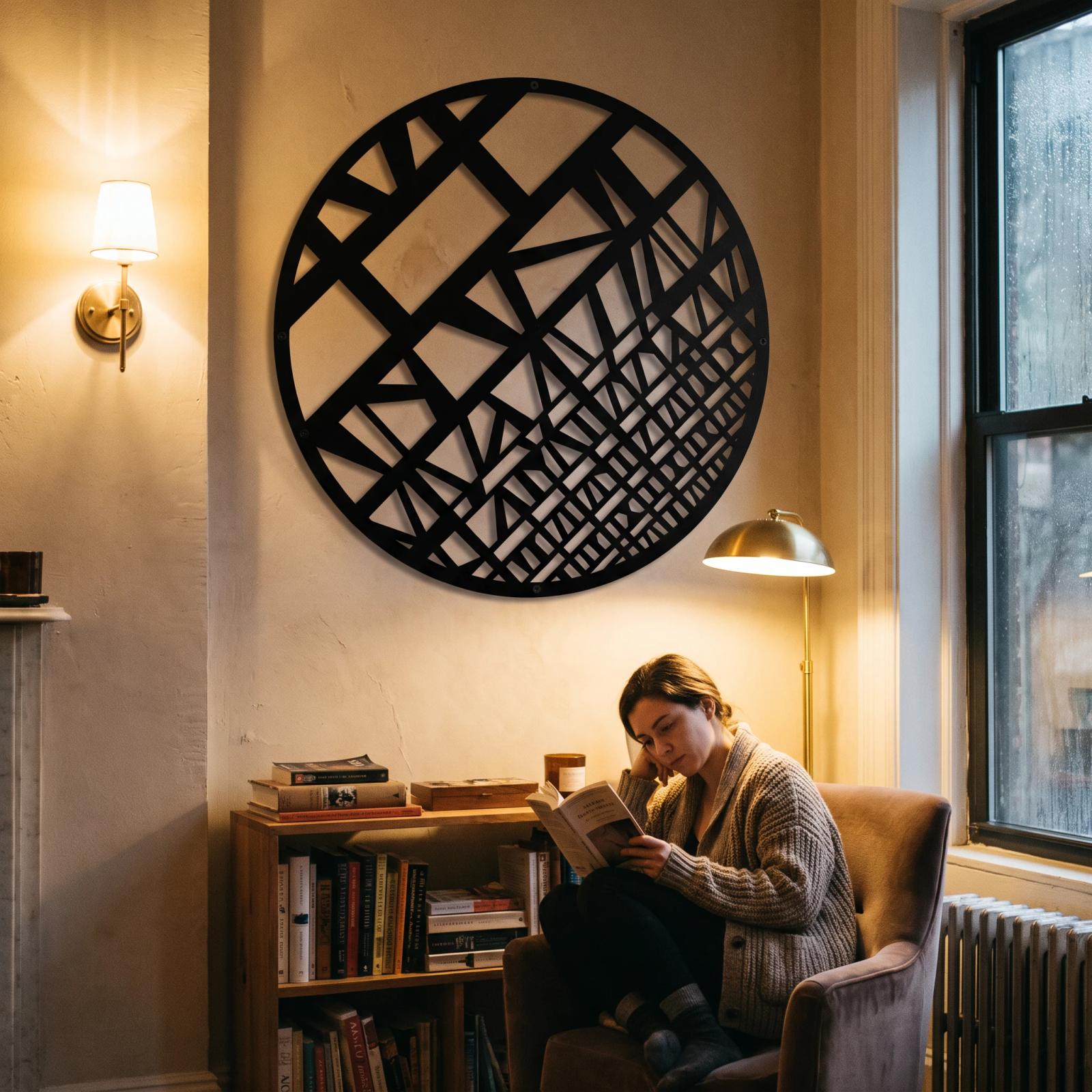 Geometric Globe Metal Wall Art – Fractured Meridian, Modern Living Room Decor — 3