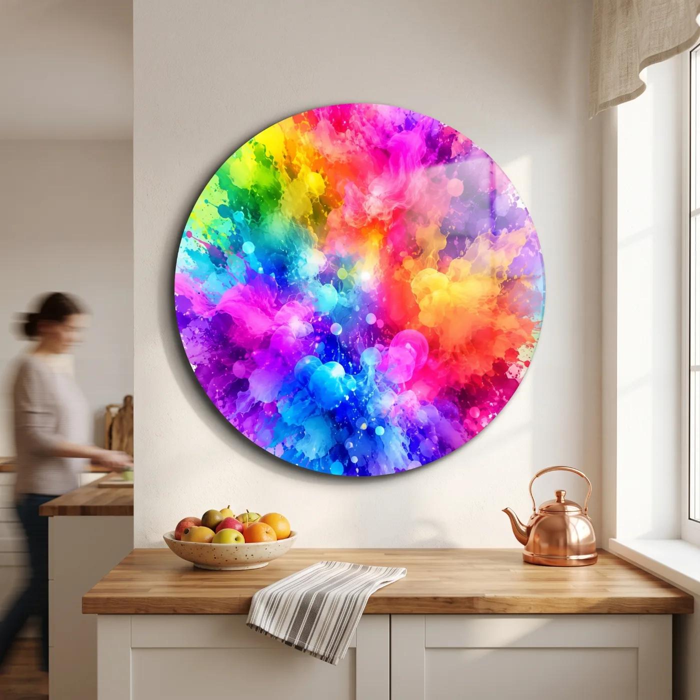 Colorful Abstract Wall Art Rainbow Ink Burst | Glass Wall Art — 4
