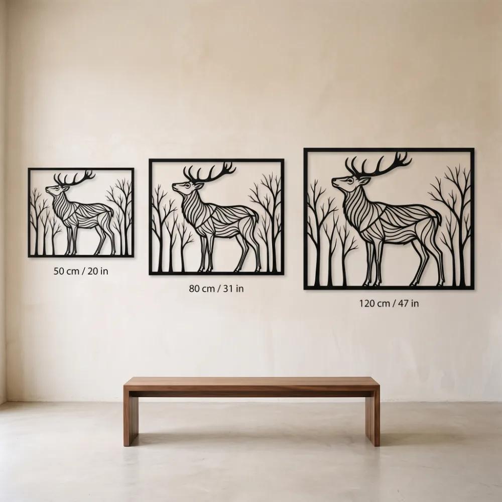 Deer Metal Wall Art Forest Silhouette – Woodland Sovereign, Living Room Decor — 10