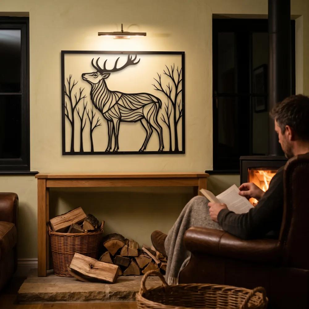 Deer Metal Wall Art Forest Silhouette – Woodland Sovereign, Living Room Decor — 6