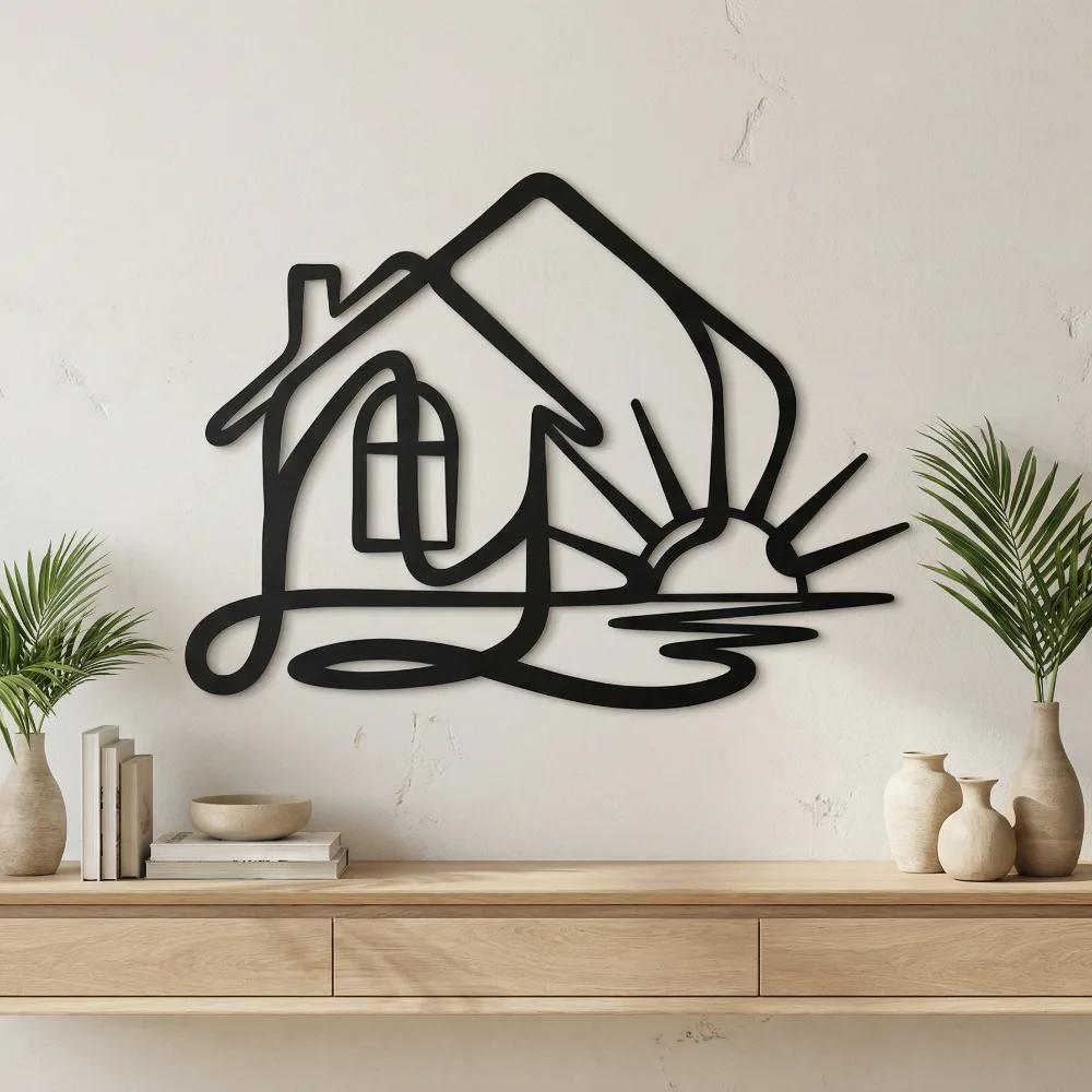 Minimalist House Sunrise Metal Wall Art – Sunlit Home, Entryway Decor — 4